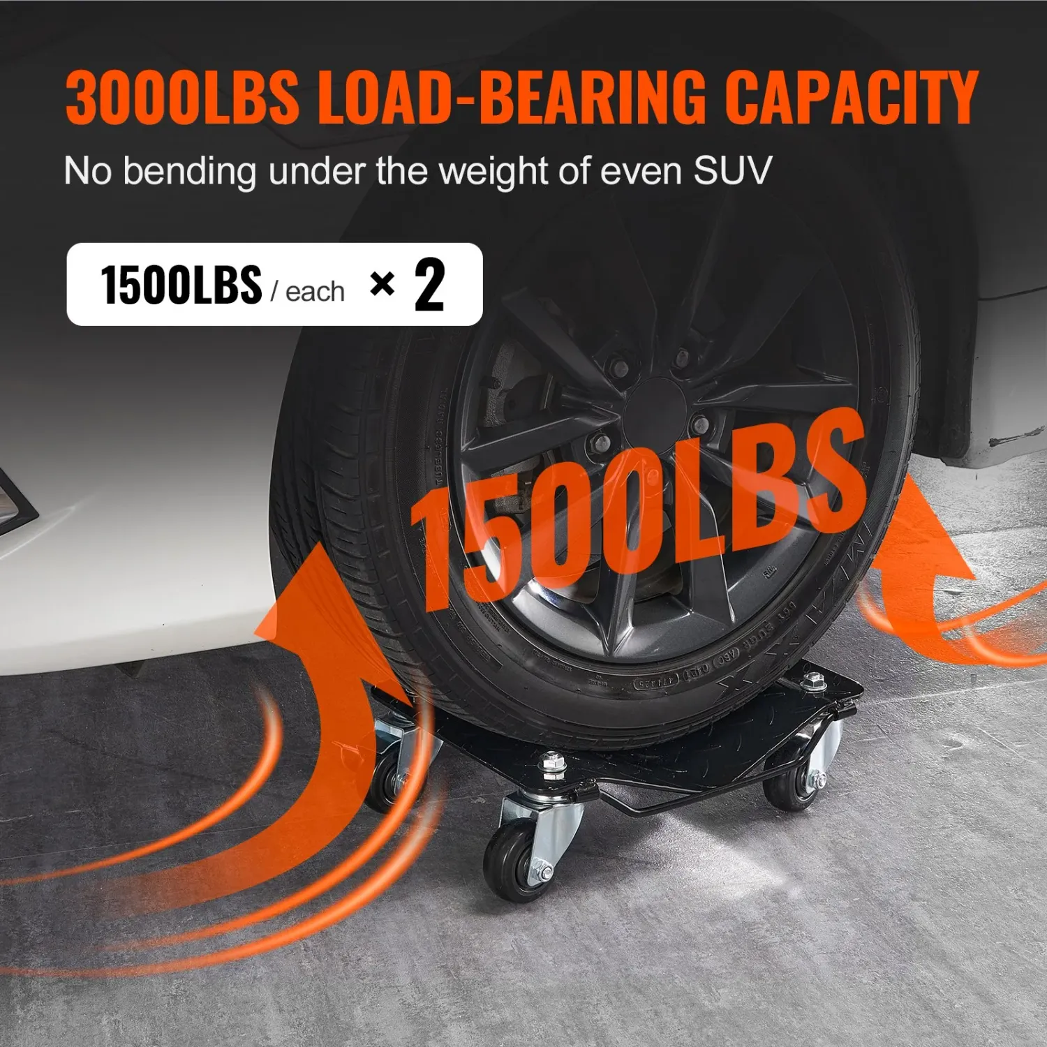 Portable Tire Trolley 2pc 1400kg Heavy Duty Wheel Dolly Vehicle Moving Jacks