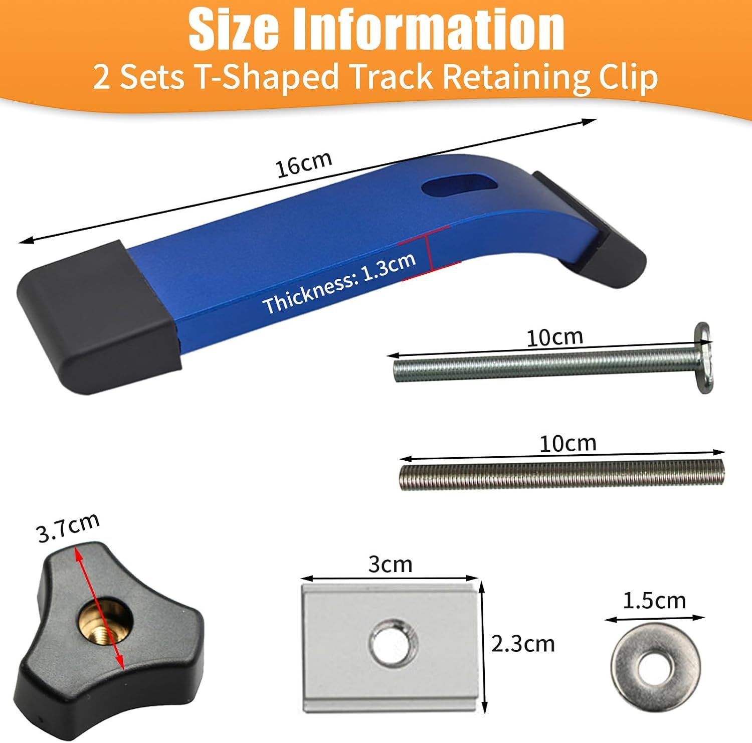 Set of 2-Piece T-Track Woodworking Clamp Set – Blue Aluminium