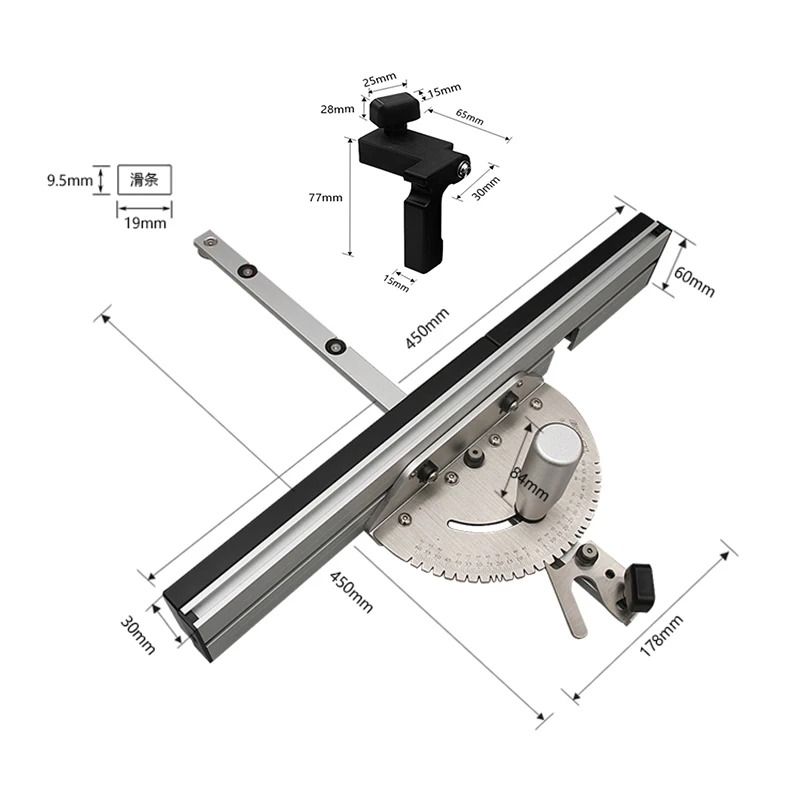 Miter Gauge with Track Stop Angle Ruler for Table Saw Router Band Saw Woodworking