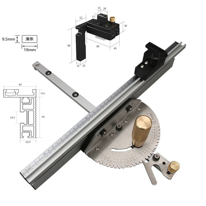 Miter Gauge with Track Stop Angle Ruler for Table Saw Router Band Saw Woodworking