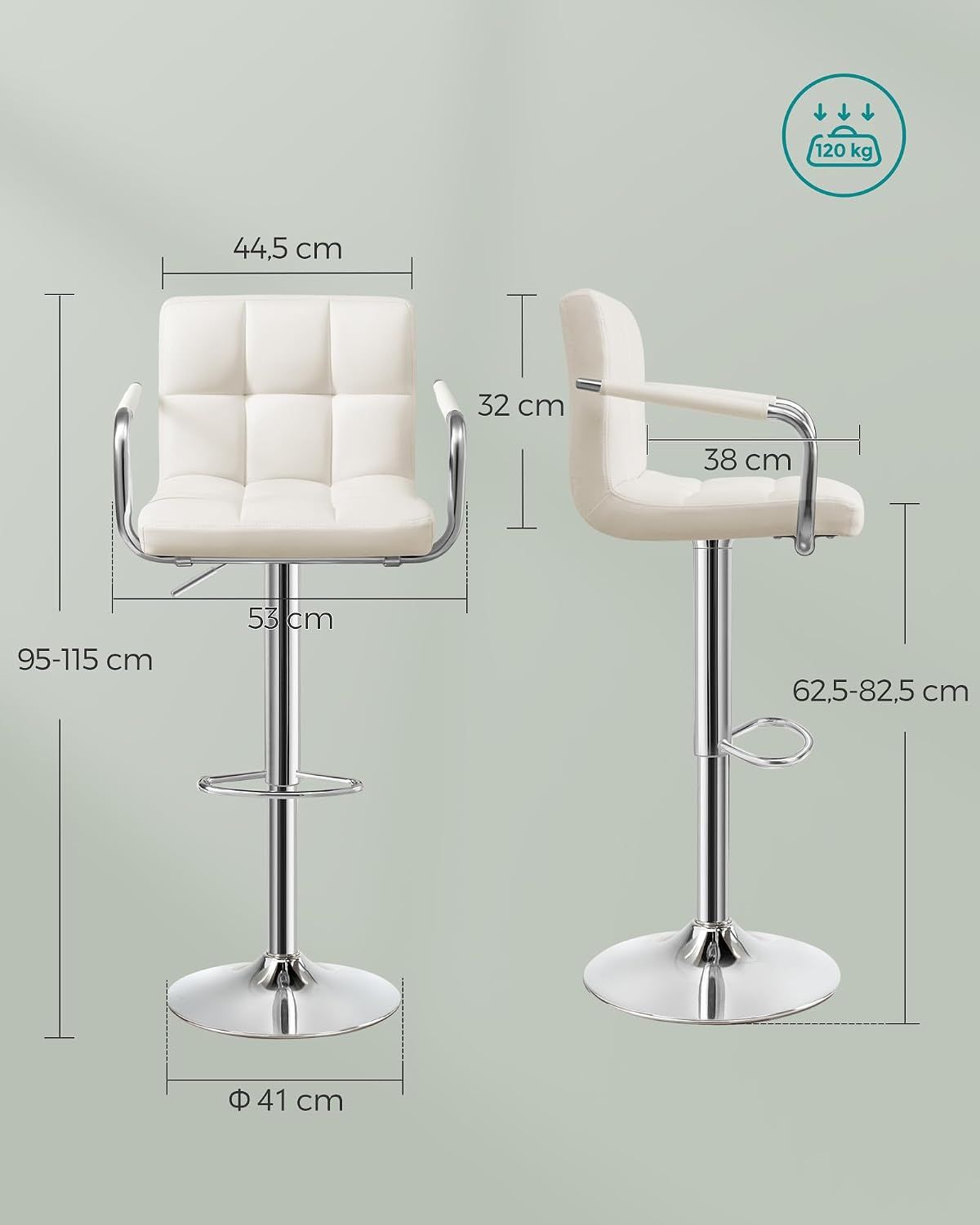 Bar Stool 360° Swivel Chair with Footrest