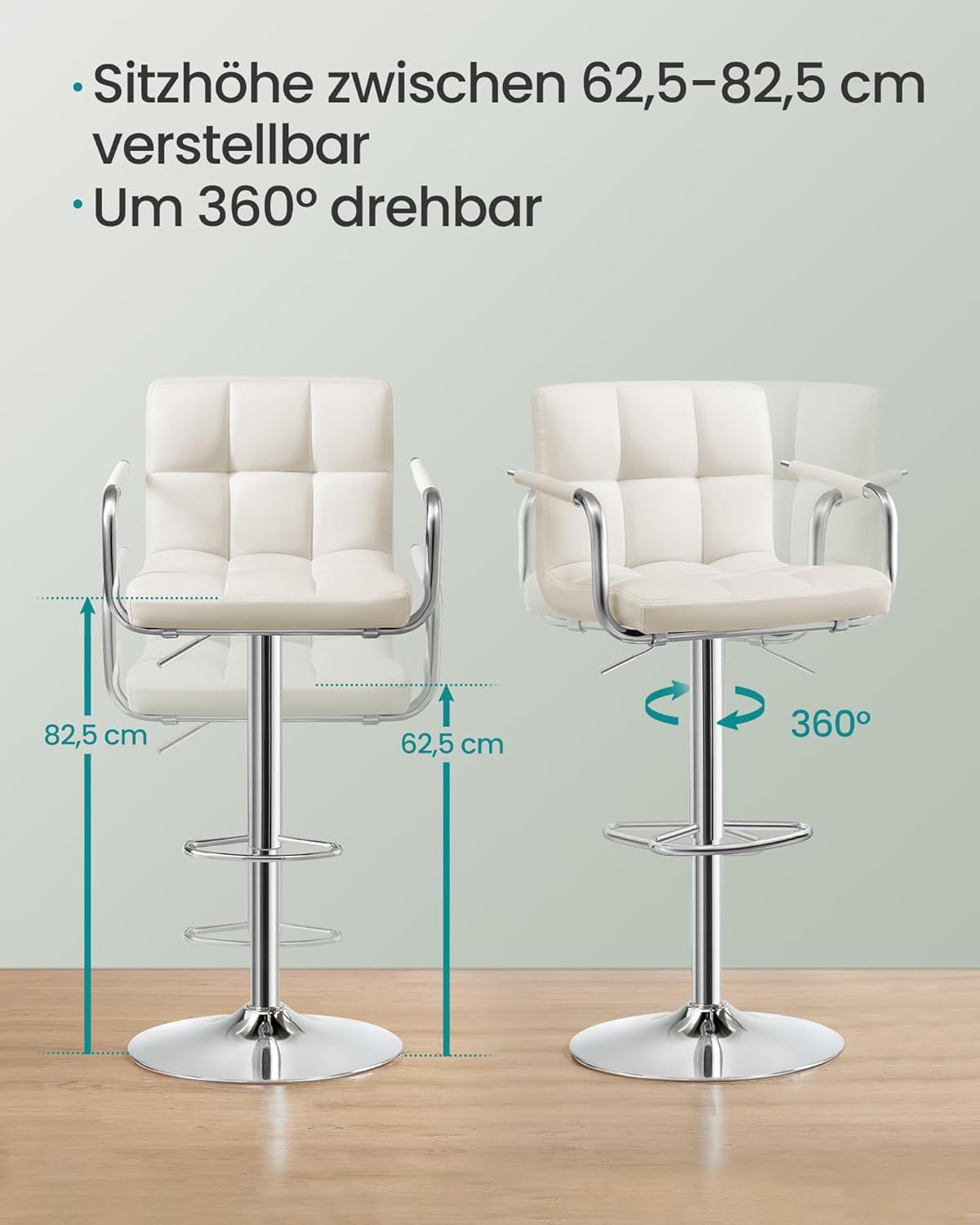 Bar Stool 360° Swivel Chair with Footrest