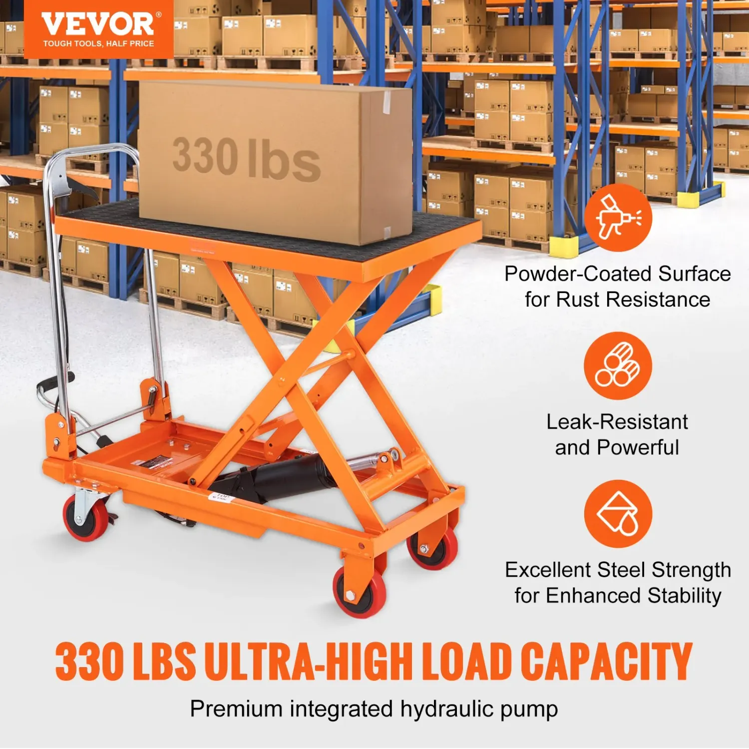 Lift Table 330lbs Manual Hydraulic Scissor Trolley