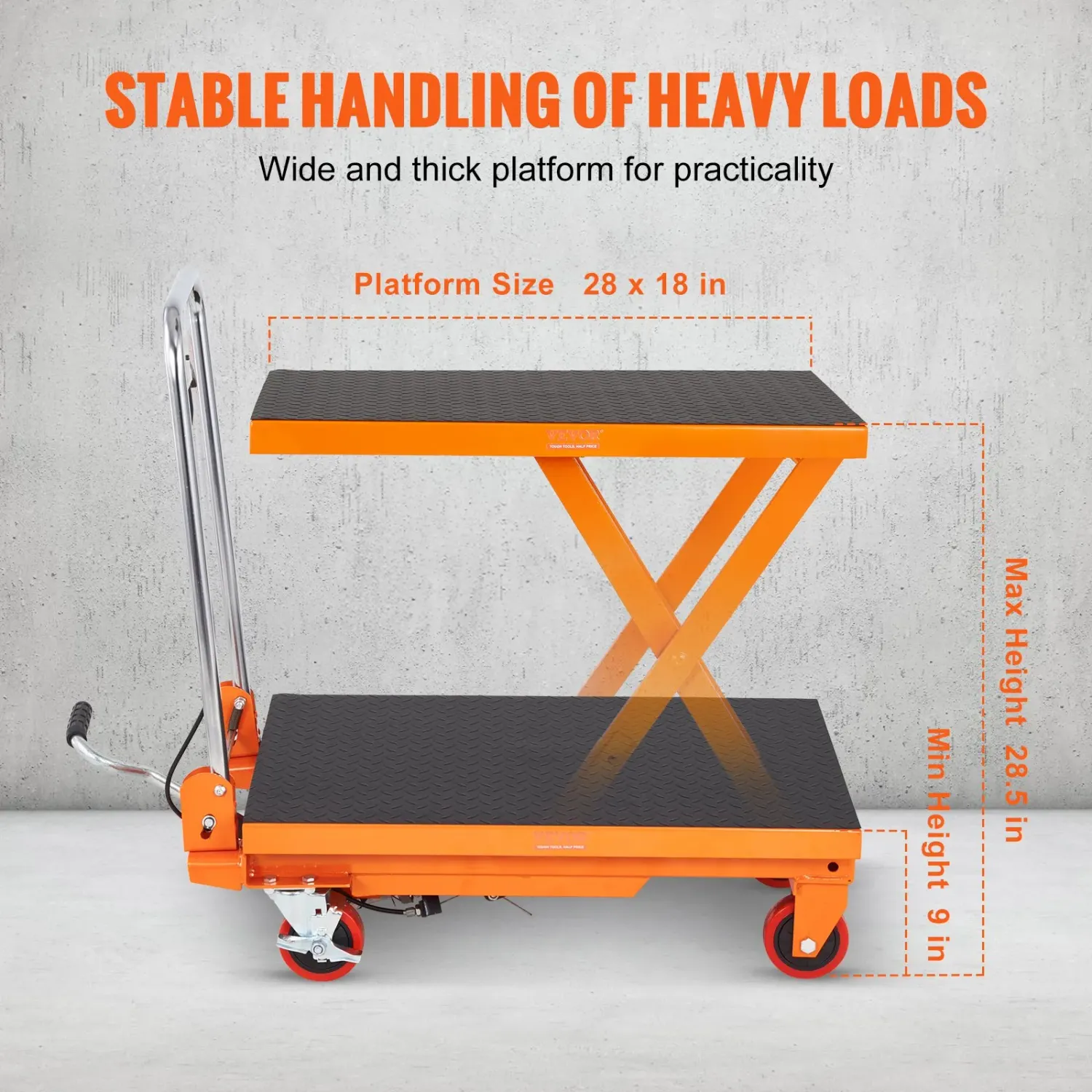 Lift Table 330lbs Manual Hydraulic Scissor Trolley