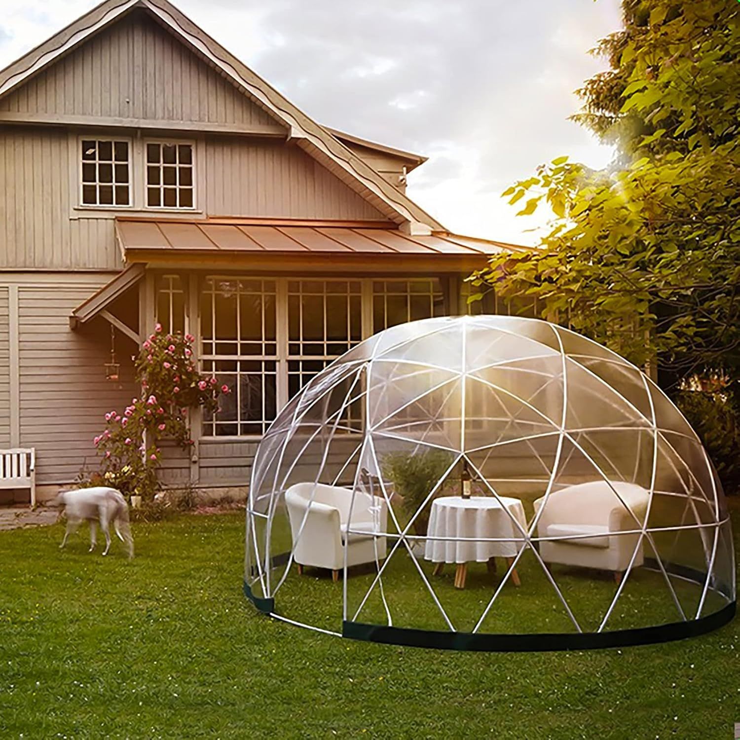 12 x 7.2ft PVC Dome Greenhouse Igloo Tent with LED Lights