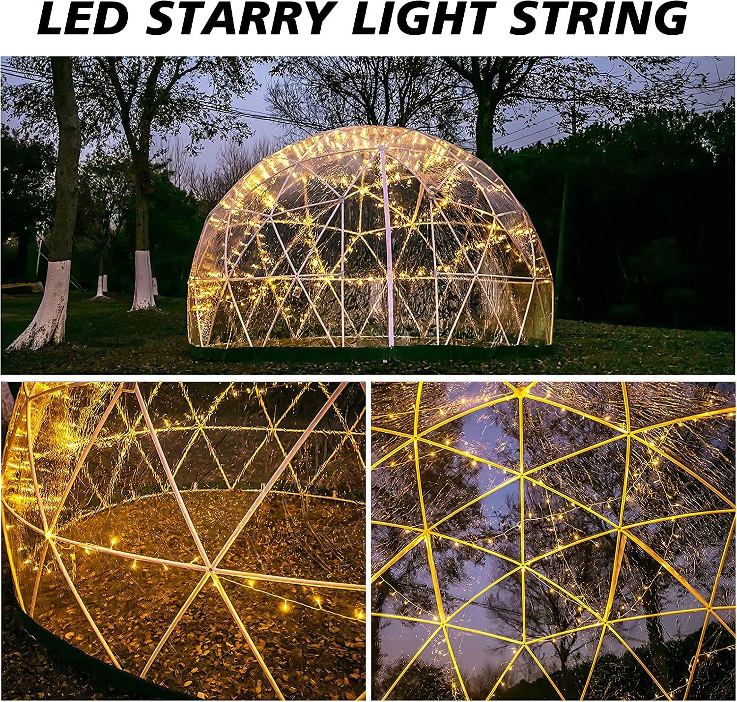 12 x 7.2ft PVC Dome Greenhouse Igloo Tent with LED Lights