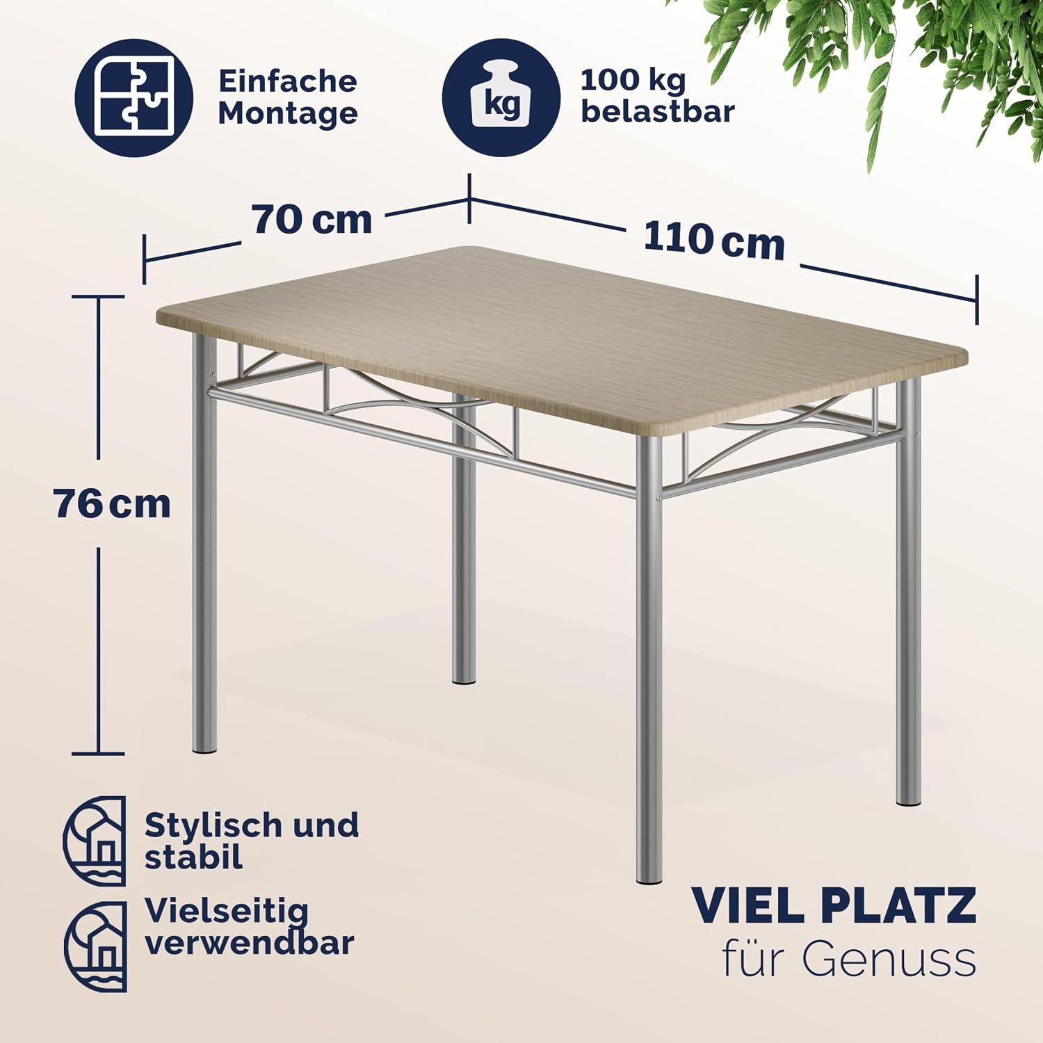 Quality Solid Dining Set for 4 – Oak Industrial Style Table &amp; Chairs