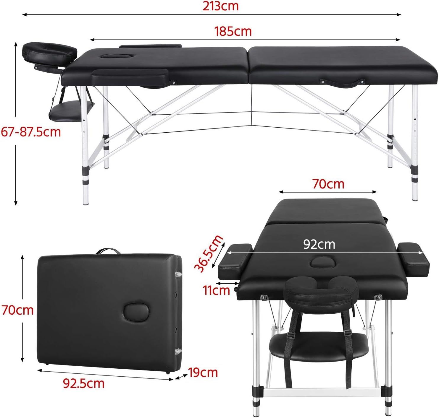 Massage Table 70cm Wide Foldable Aluminium