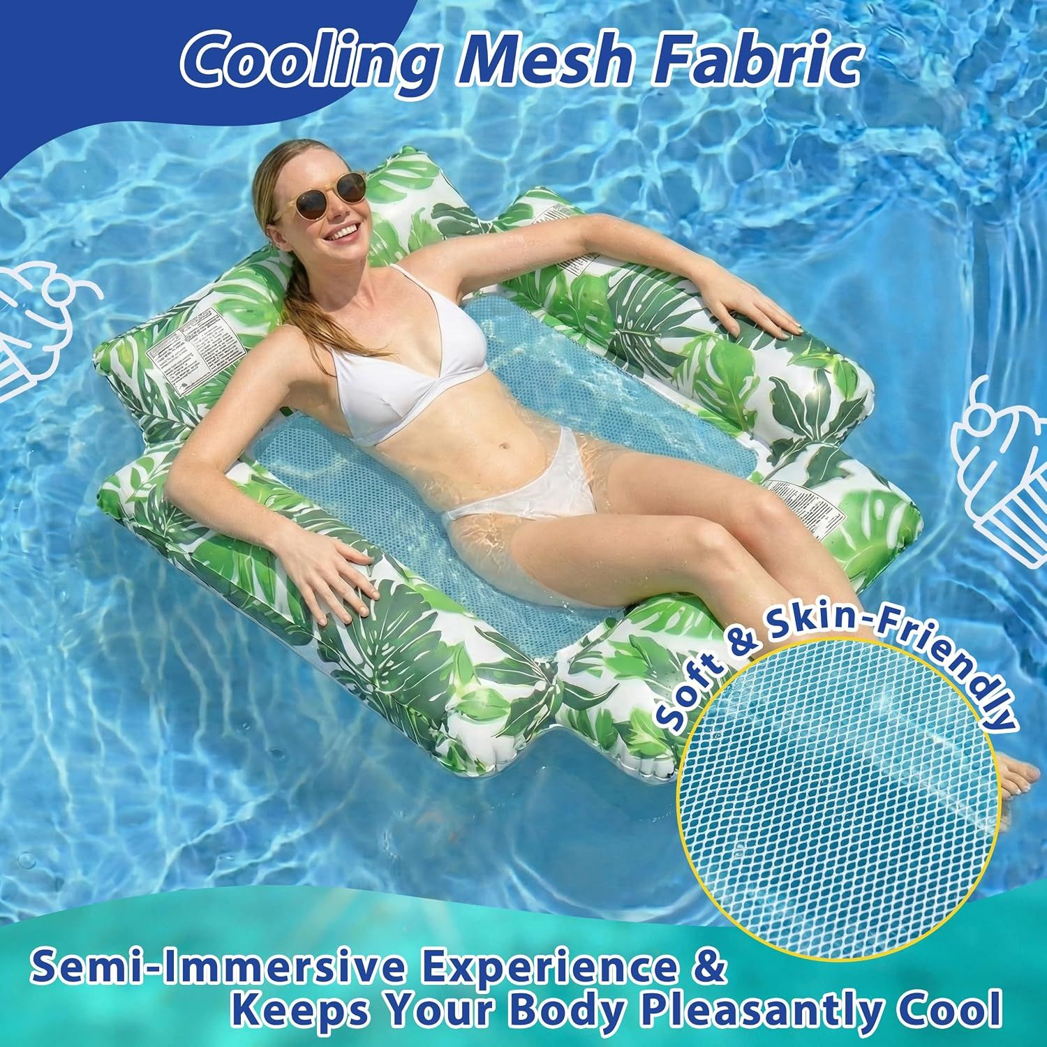 Pool Floats 2 Pack Inflatable Water Hammock &amp; Lounger