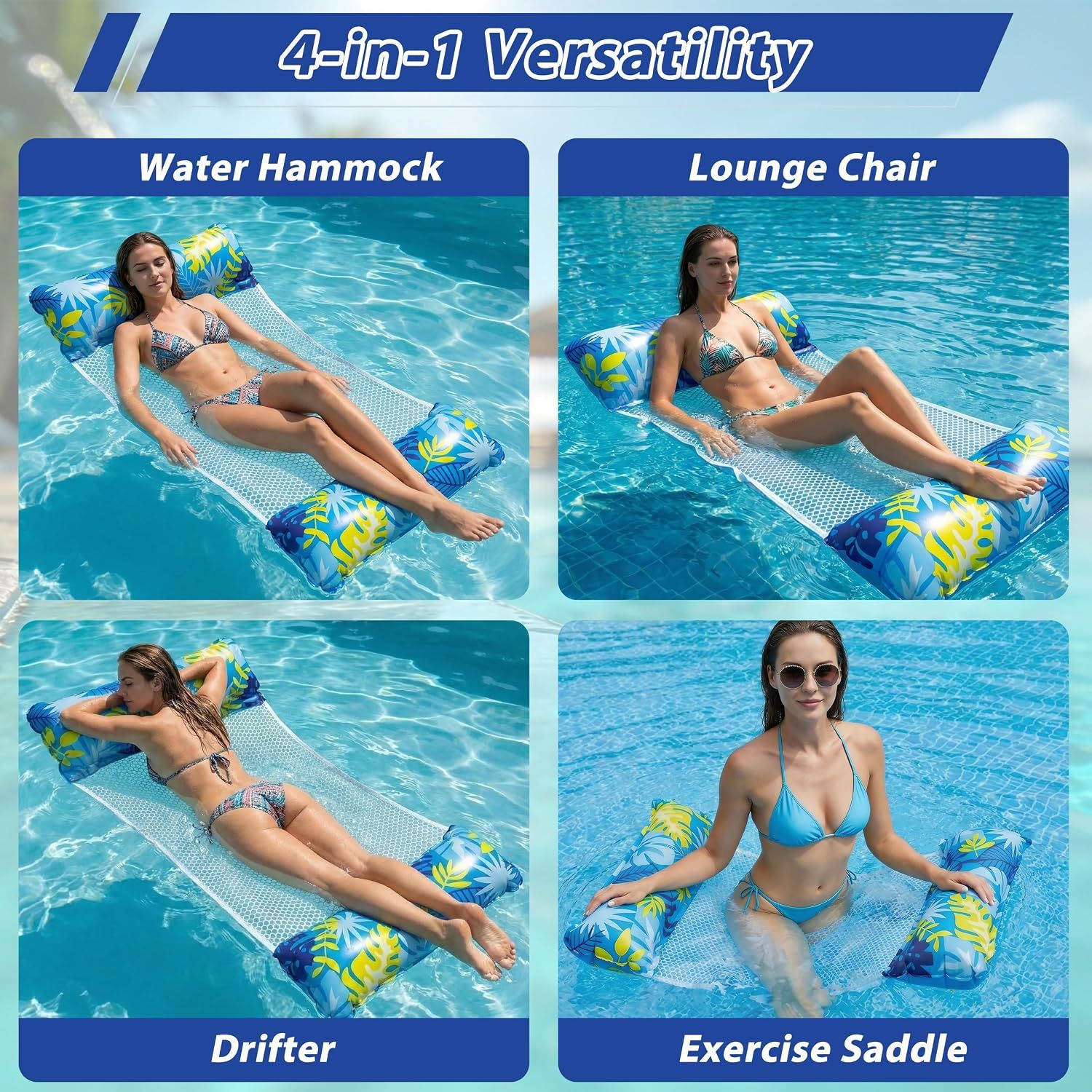 Pool Floats 2 Pack Inflatable Water Hammock &amp; Lounger