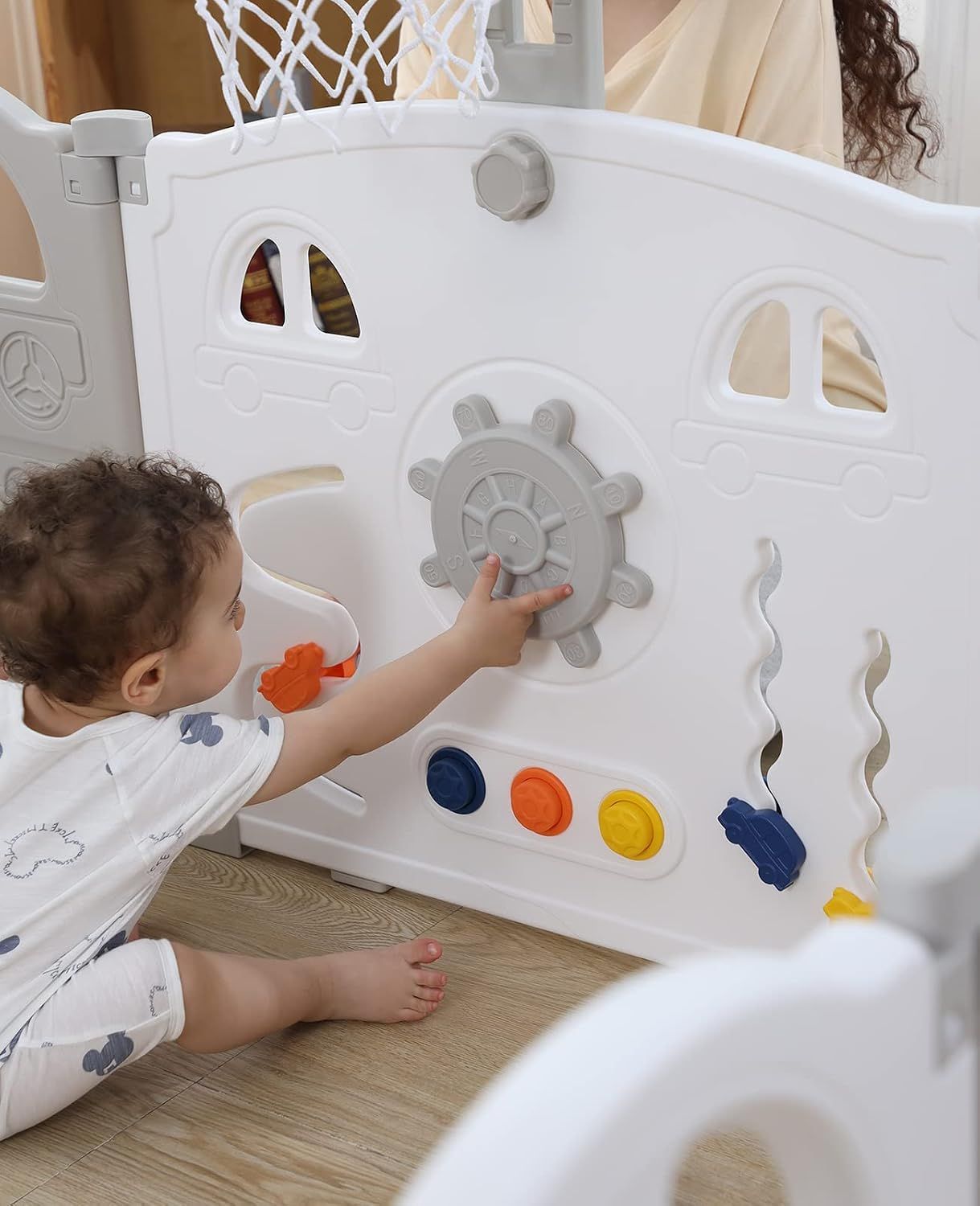 Foldable Baby Playpen with Basketball Hoop &amp; 50 Balls Activity Center