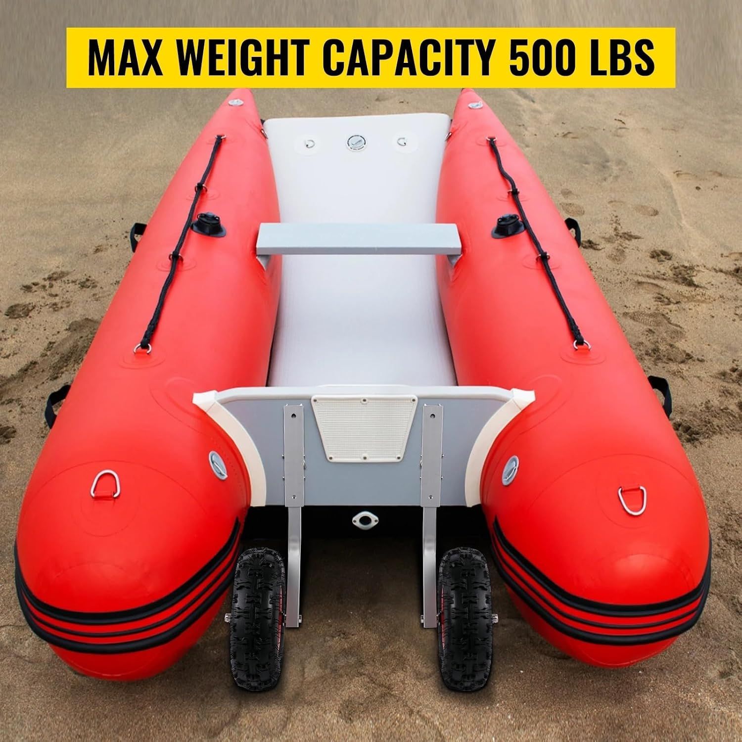 2Pcs Inflatable Boat Launching Wheels 227kg Capacity Aluminium Frame with 31cm Rubber Tyres