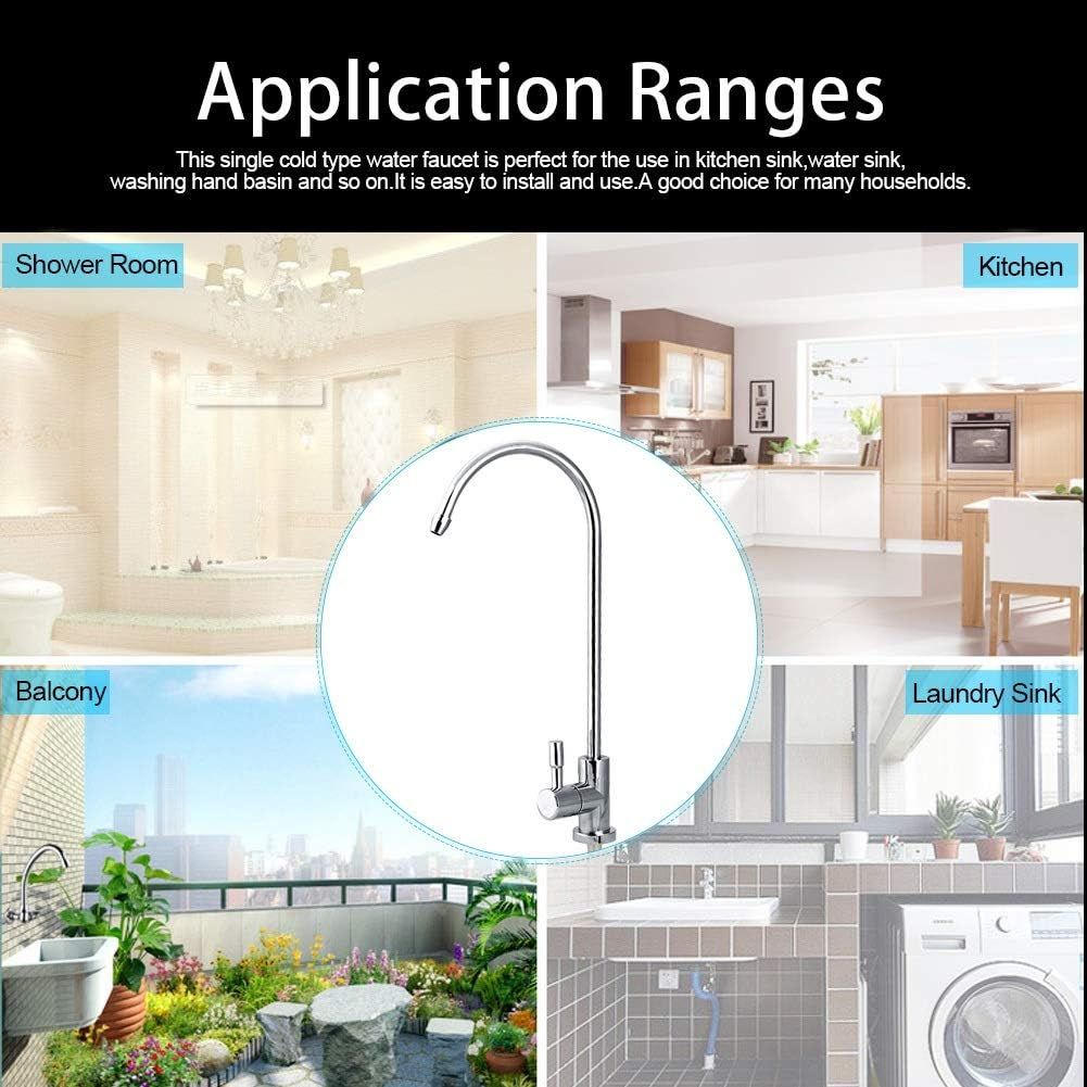 Stainless Steel Gooseneck Water Filter Faucet – 360° Swivel