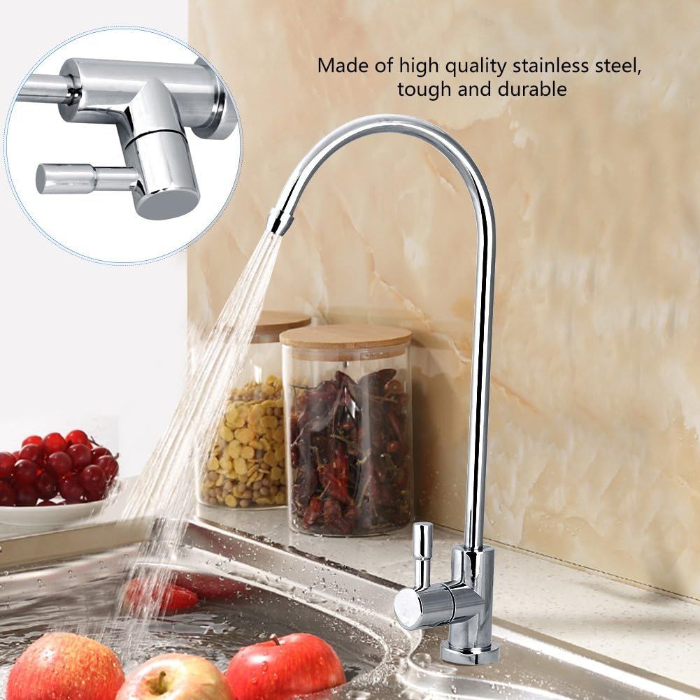 Stainless Steel Gooseneck Water Filter Faucet – 360° Swivel