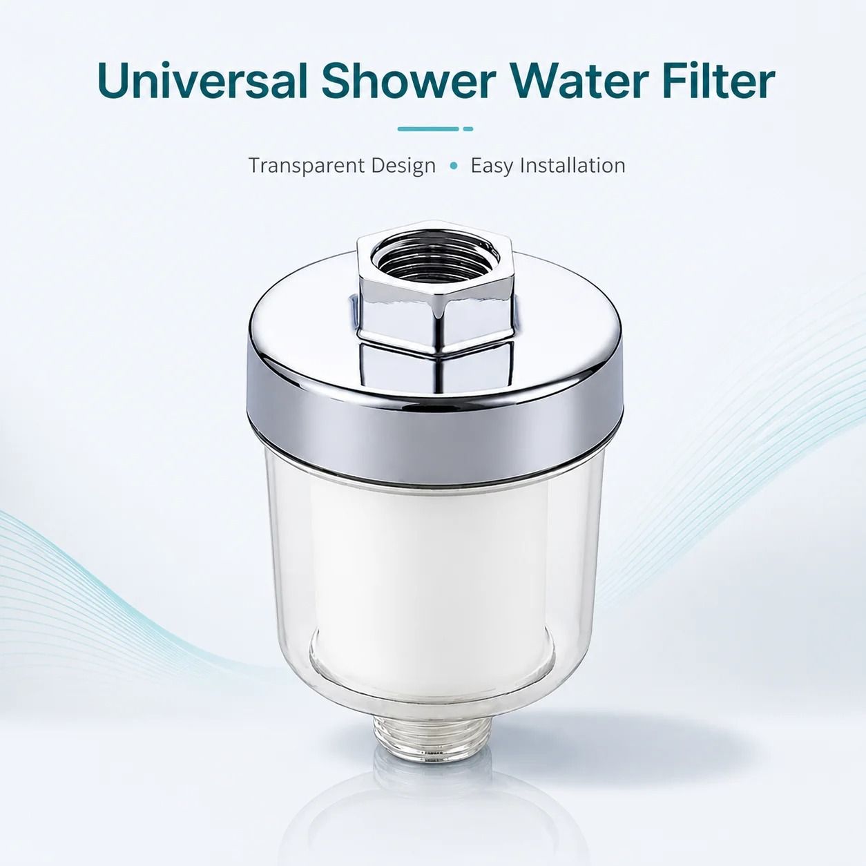 Universal Shower Water Filter – Transparent ABS Housing with Replaceable PP Cotton Cartridge