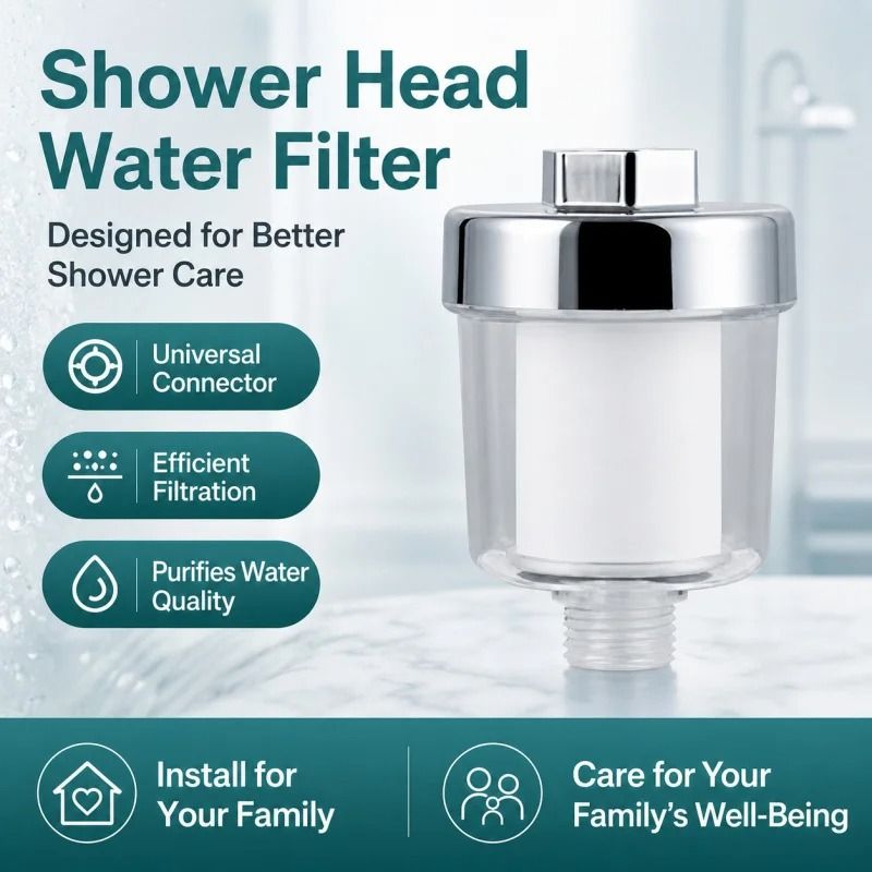 Universal Shower Water Filter – Transparent ABS Housing with Replaceable PP Cotton Cartridge