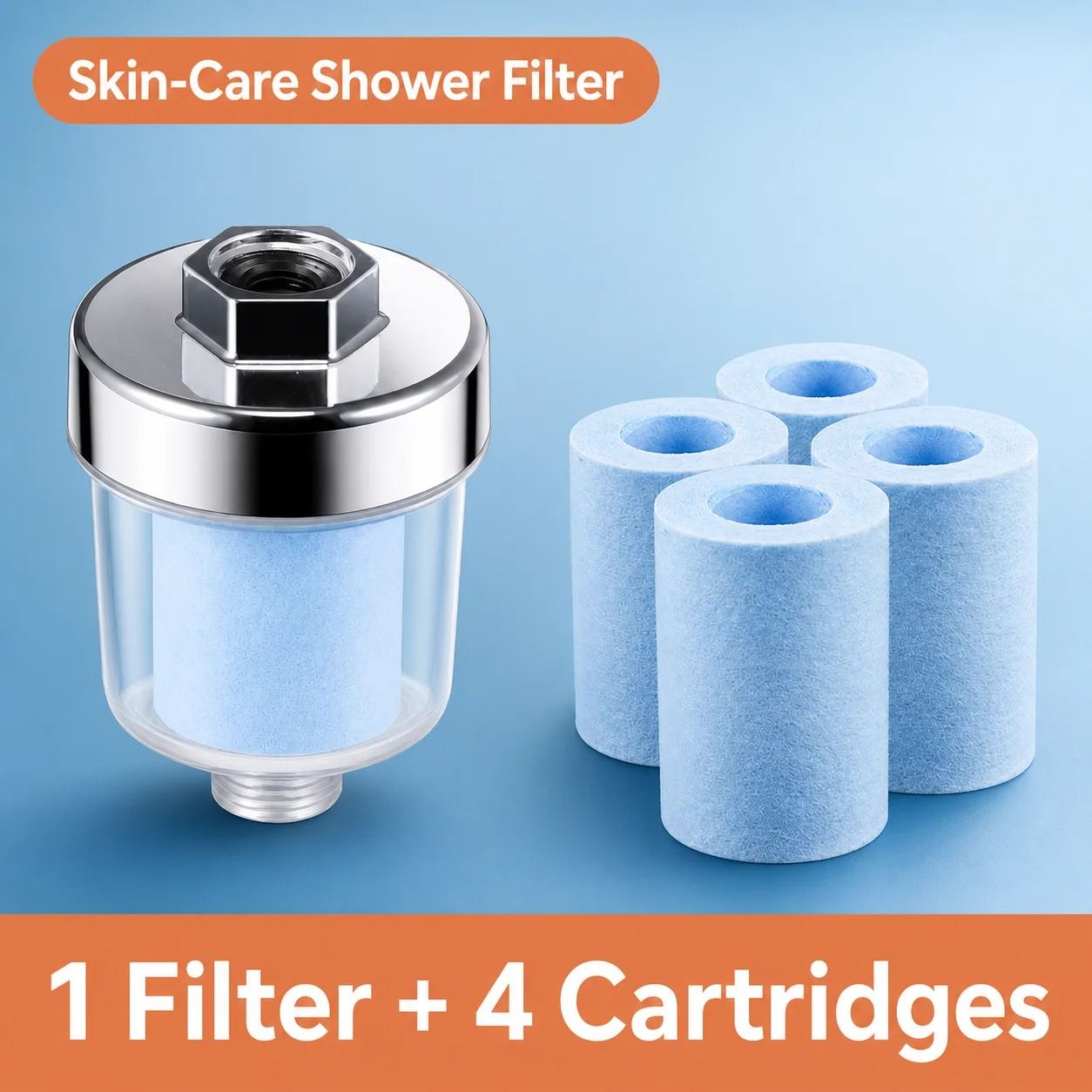 Universal Shower Water Filter – Transparent ABS Housing with Replaceable PP Cotton Cartridge