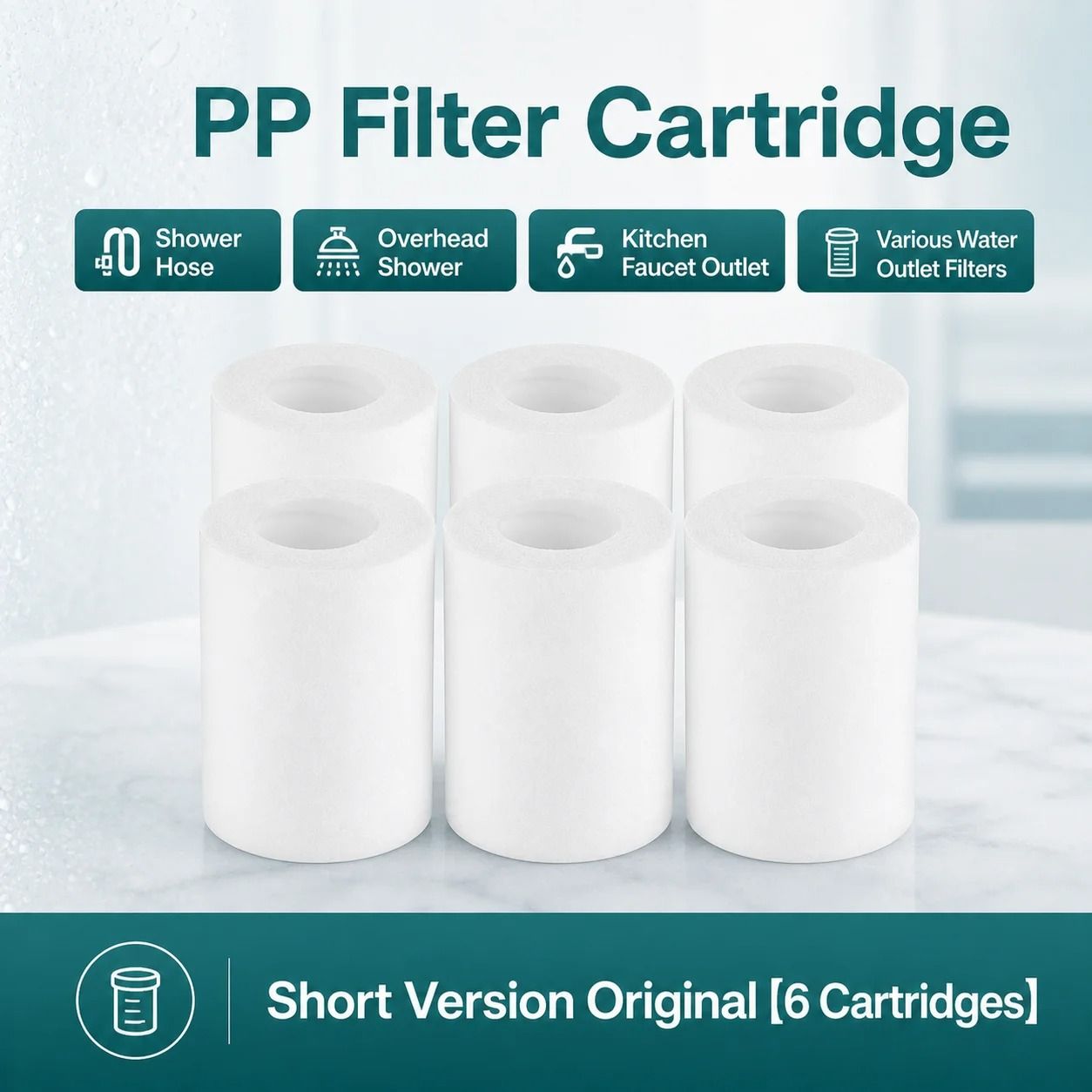 Universal Shower Water Filter – Transparent ABS Housing with Replaceable PP Cotton Cartridge