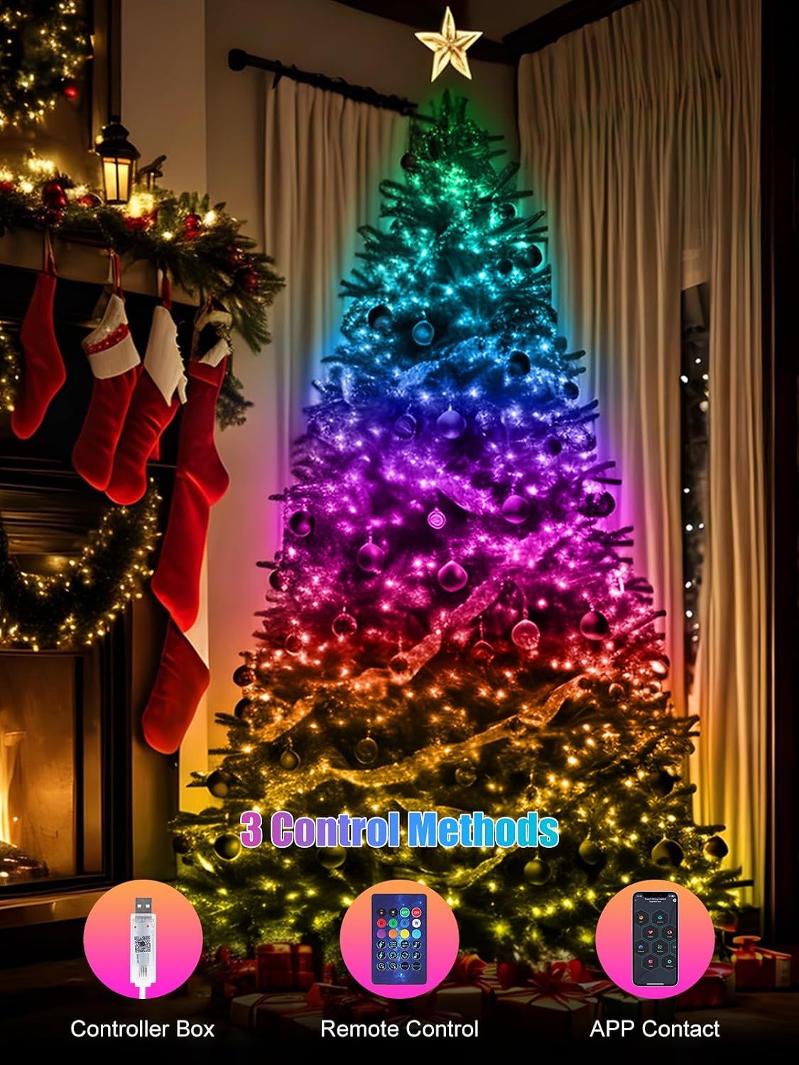 RGB Smart Fairy String Lights 20m LED Multicolor APP Remote Control Waterproof Decorative Lights