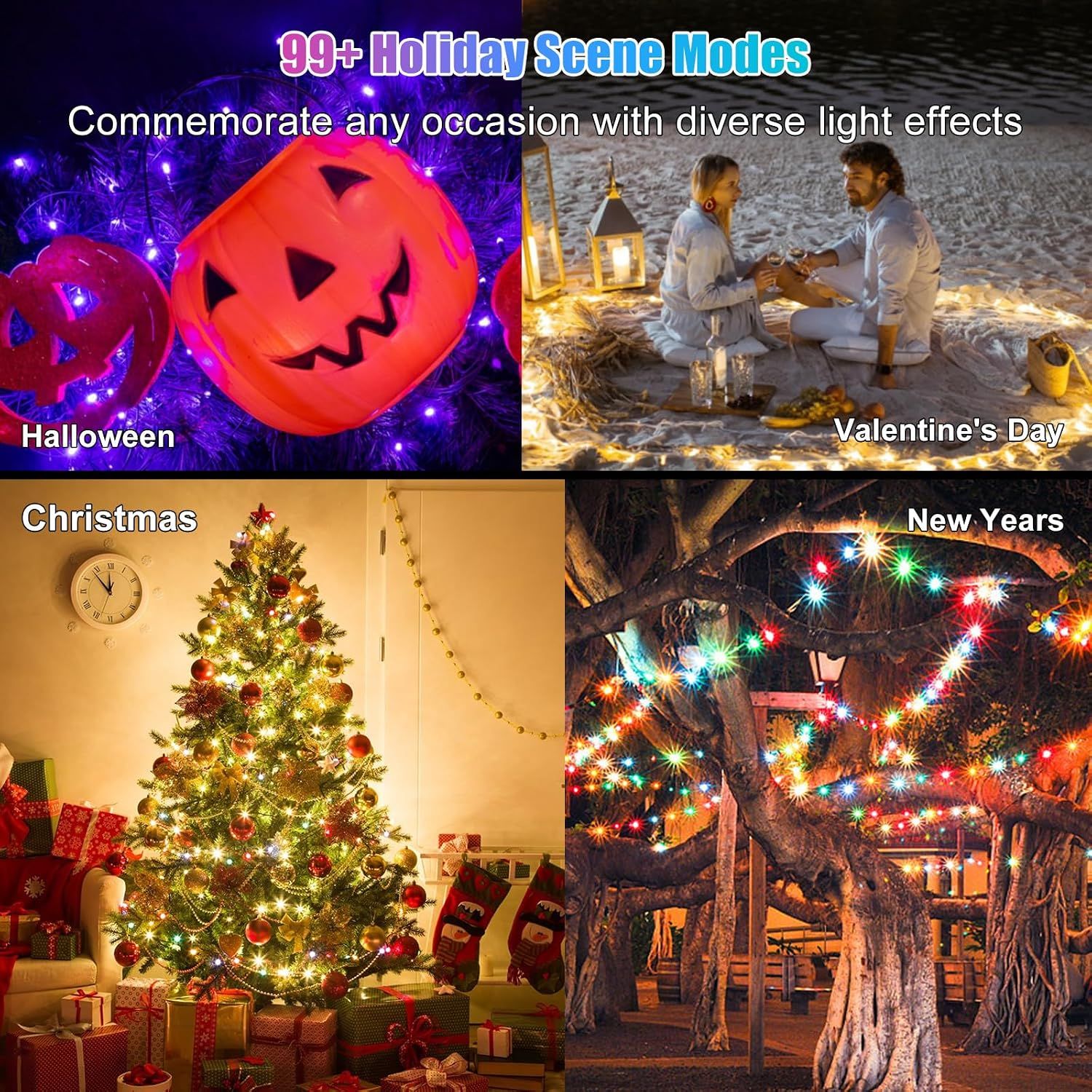 RGB Smart Fairy String Lights 20m LED Multicolor APP Remote Control Waterproof Decorative Lights