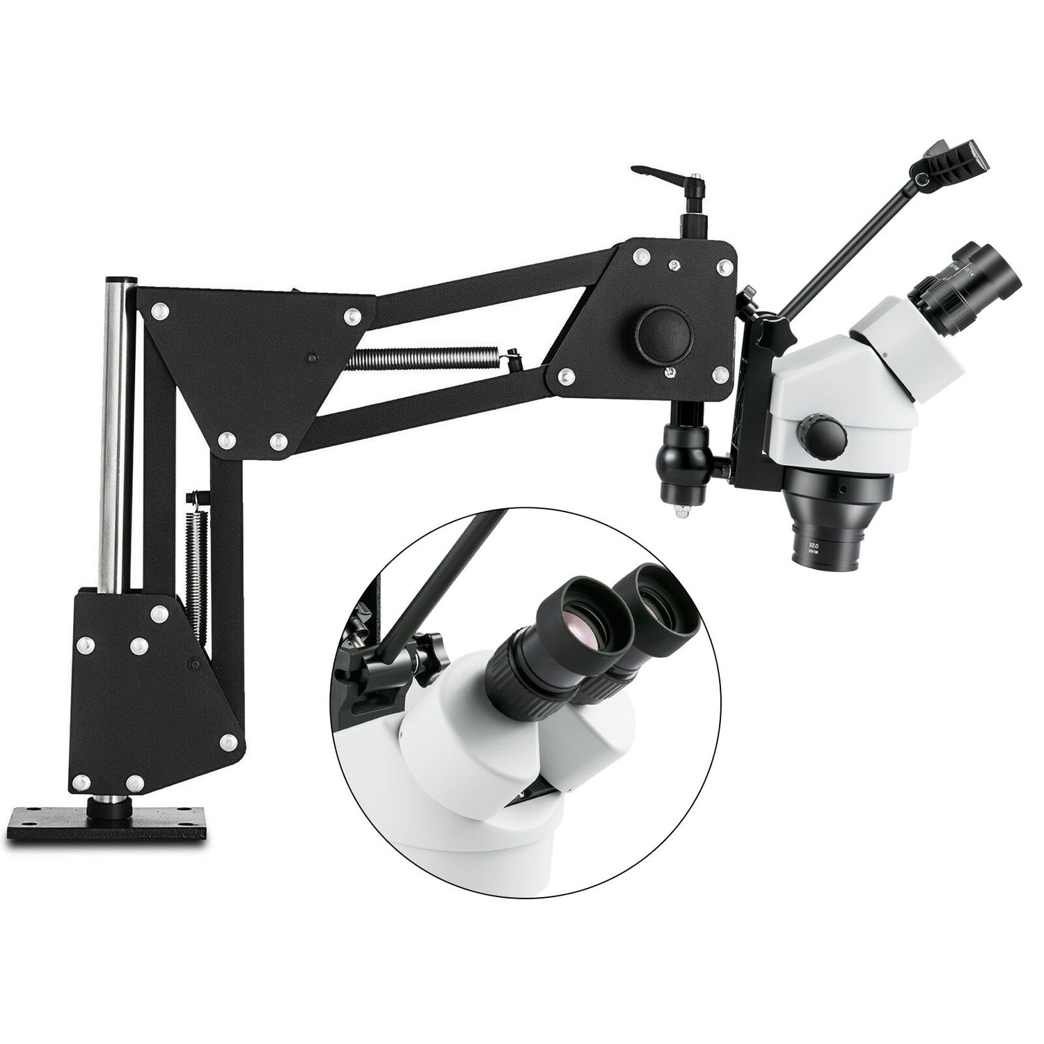Zoom Trinocular Stereo Microscope (3.5X-90X) with WF10X 20mm Eyepieces, Binocular Stereo Pillar Stand – Multi-Directional Microscope for Jewelry Tools