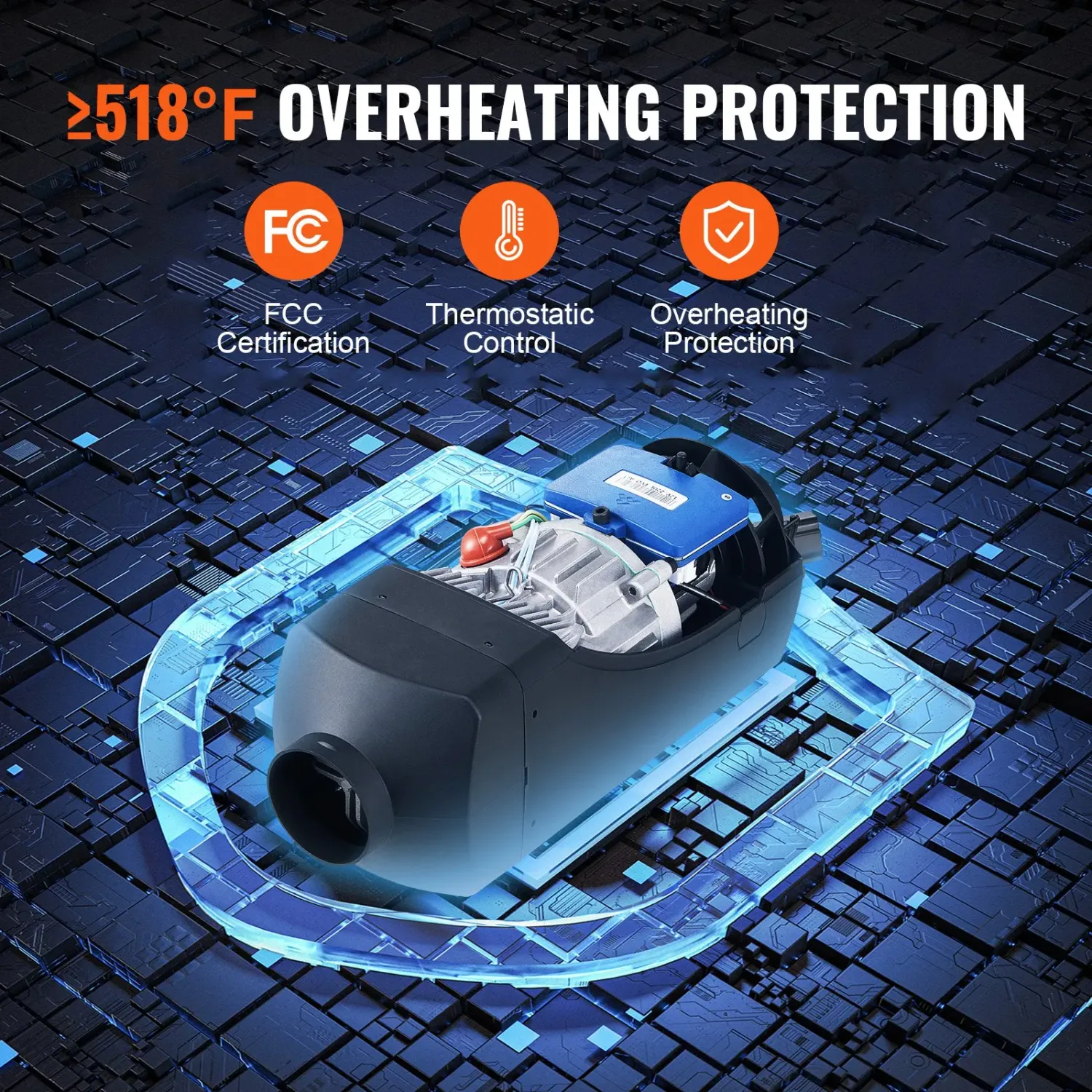 2KW 12V Diesel Air Heater with Bluetooth App Remote Control