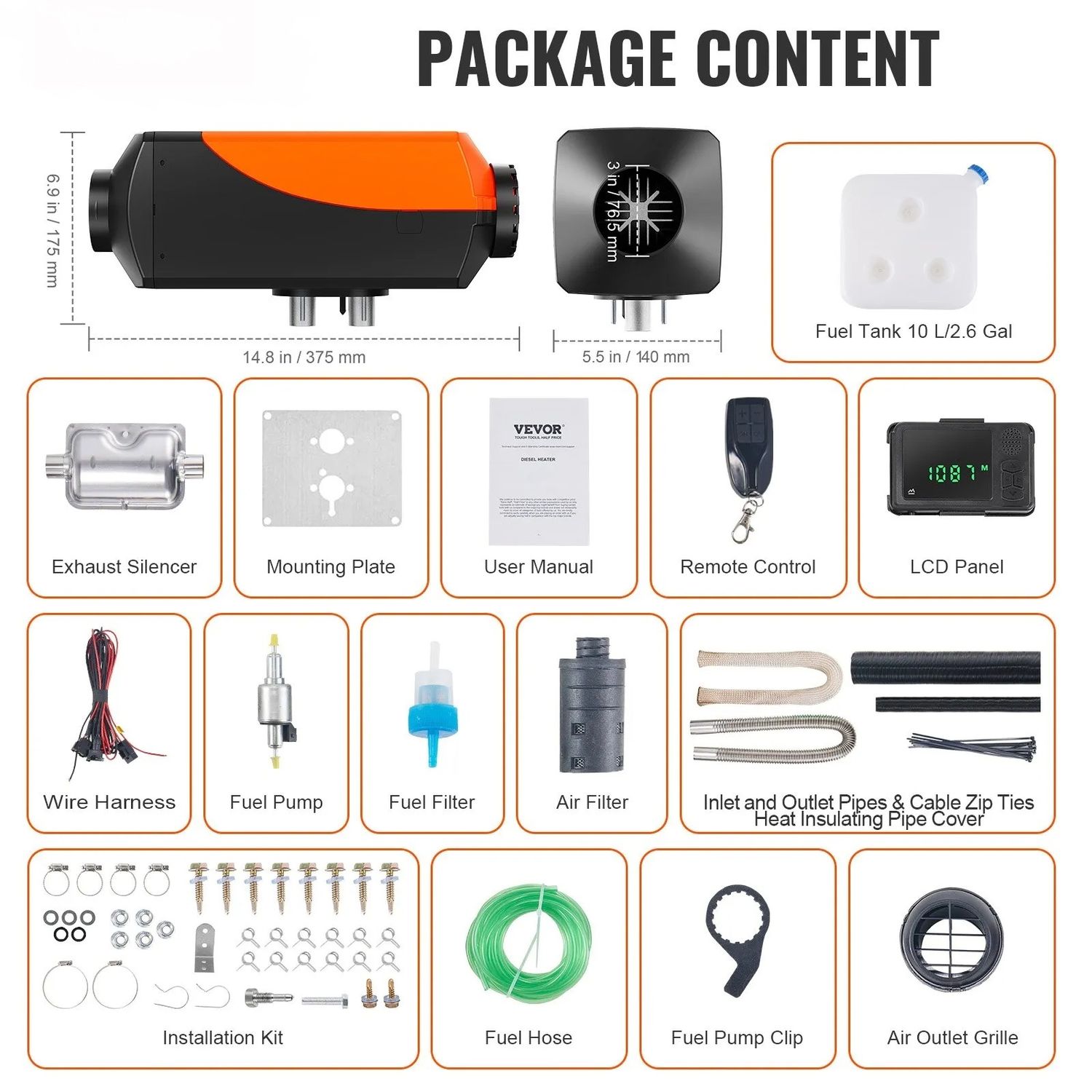 2KW 12V Diesel Air Heater with Bluetooth App Remote Control
