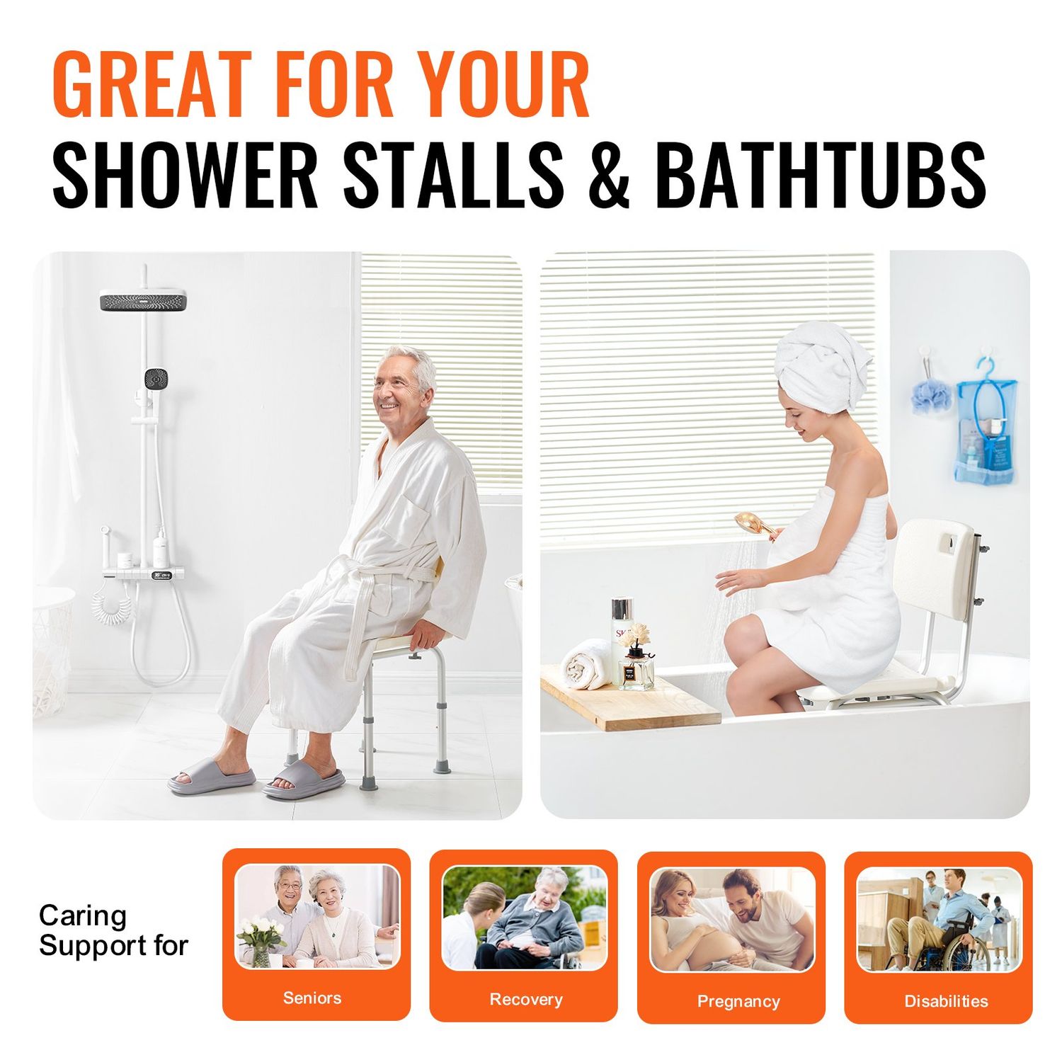 Height Adjustable Shower Chair Bathroom Safety