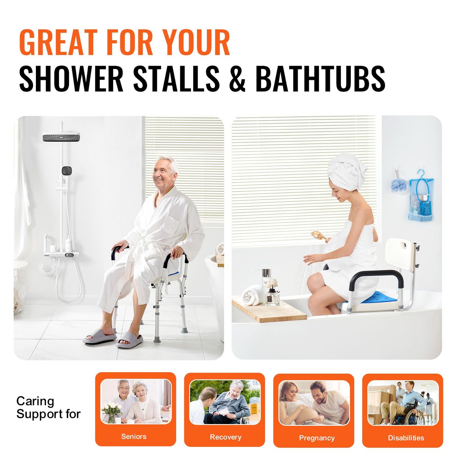 Height Adjustable Shower Chair Bathroom Safety