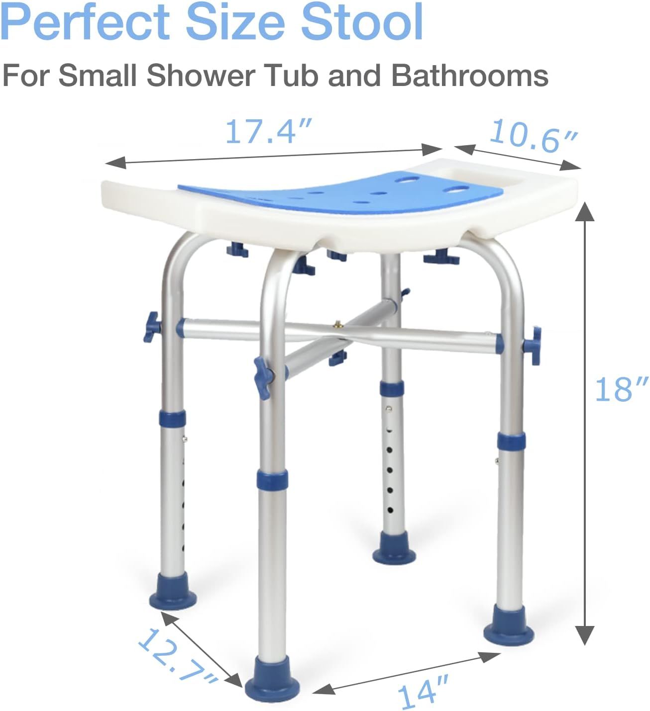 Adjustable Shower Chair with Arms &amp; Backrest – Non-Slip Bath Safety Seat, 350 lb Capacity