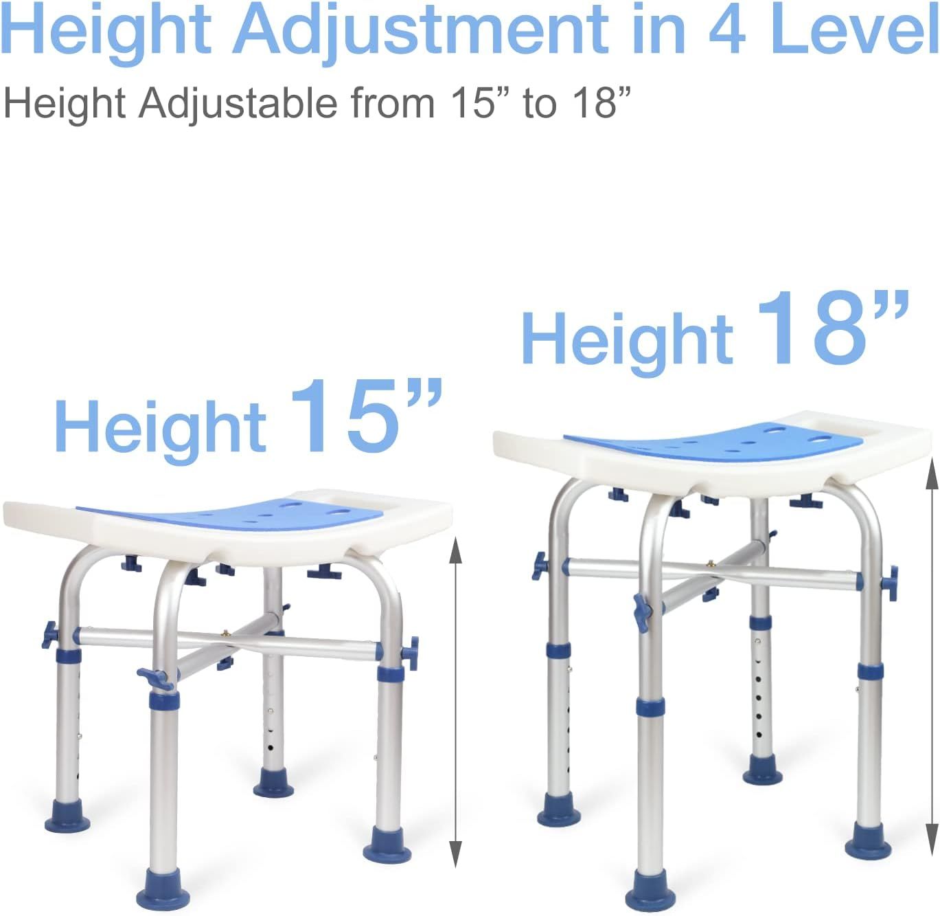Adjustable Shower Chair with Arms &amp; Backrest – Non-Slip Bath Safety Seat, 350 lb Capacity
