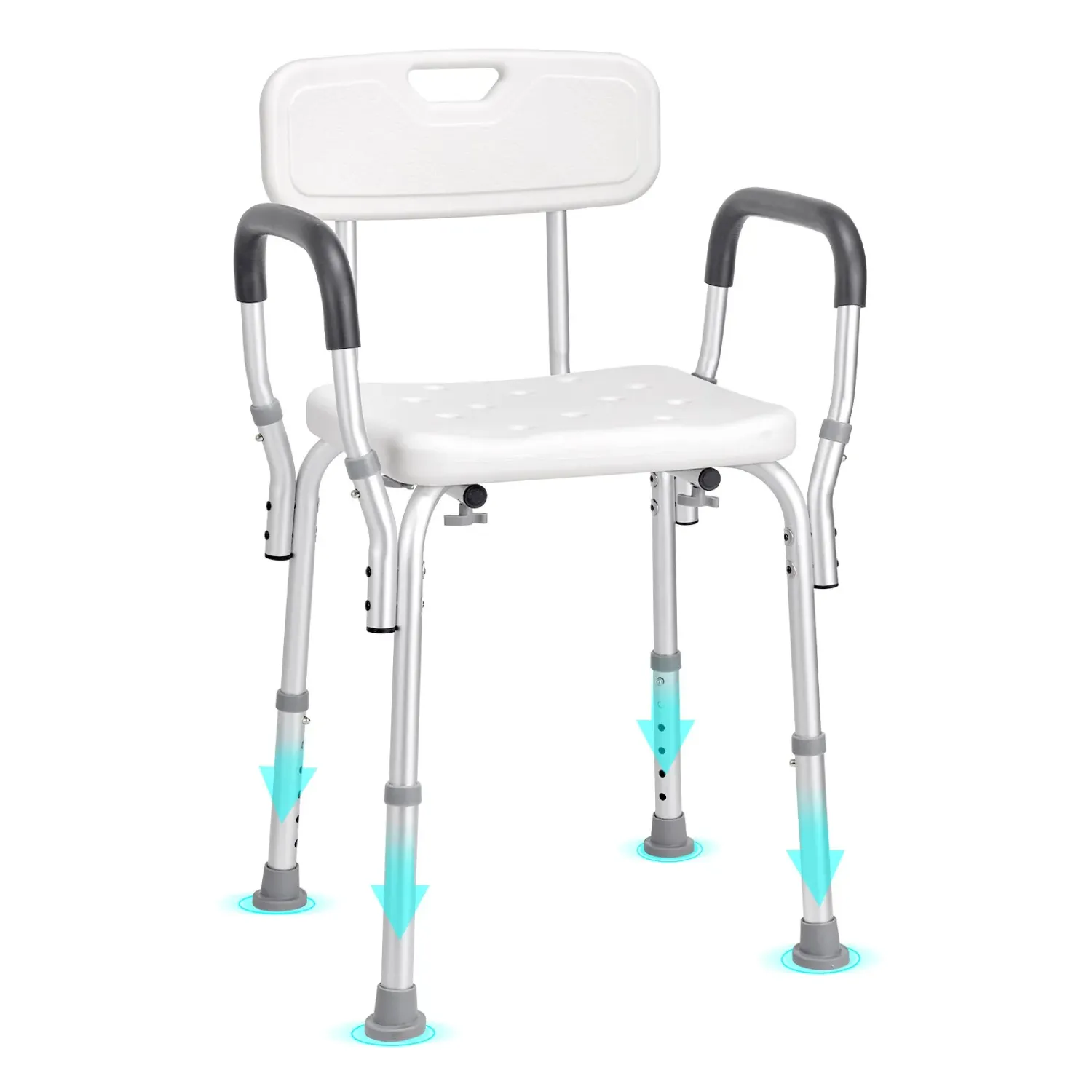 Adjustable Shower Chair with Arms &amp; Backrest – Non-Slip Bath Safety Seat, 350 lb Capacity