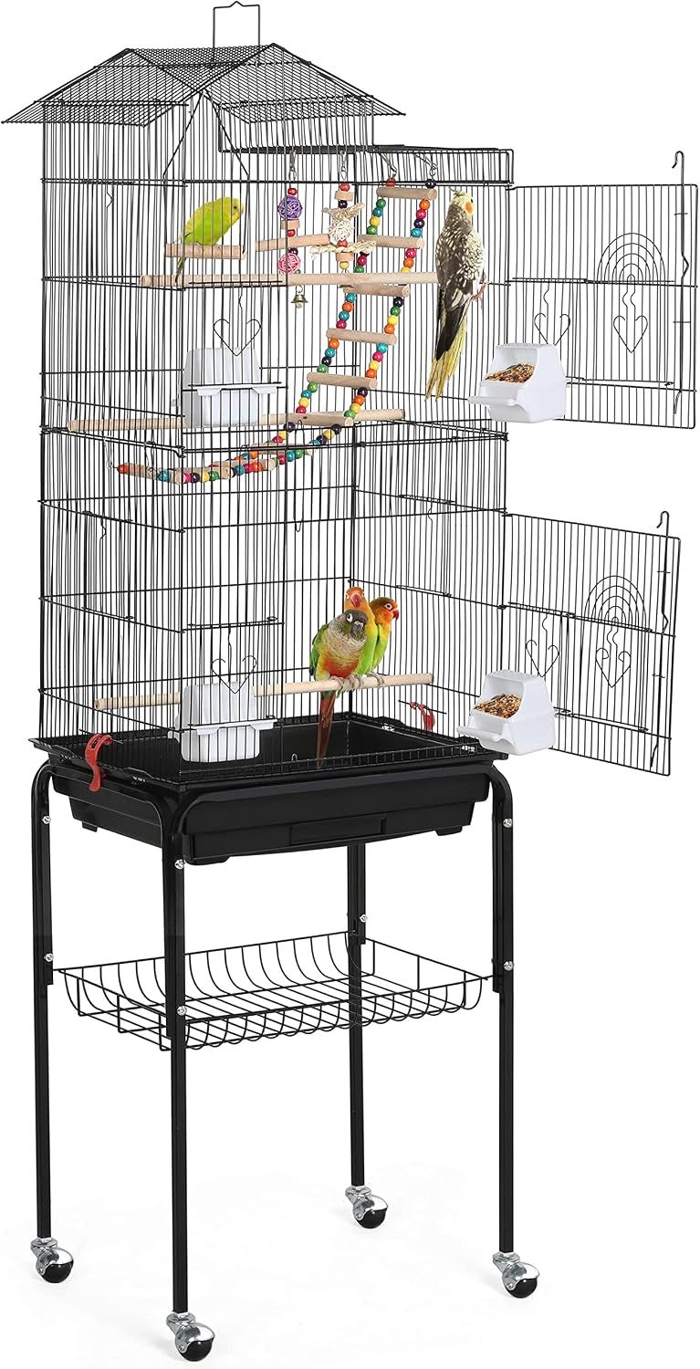 Bird Cage 46x35.5x158.5cm with Stand Parakeet Cockatiel Cage