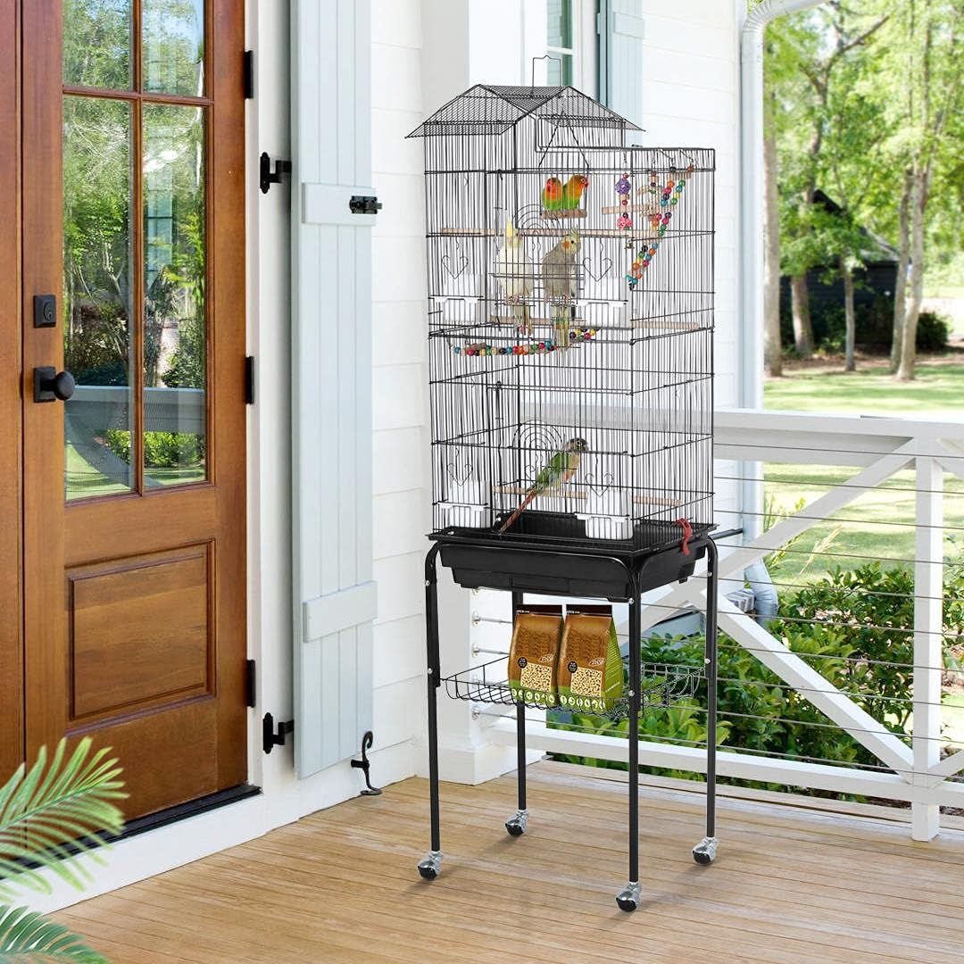 Bird Cage 46x35.5x158.5cm with Stand Parakeet Cockatiel Cage
