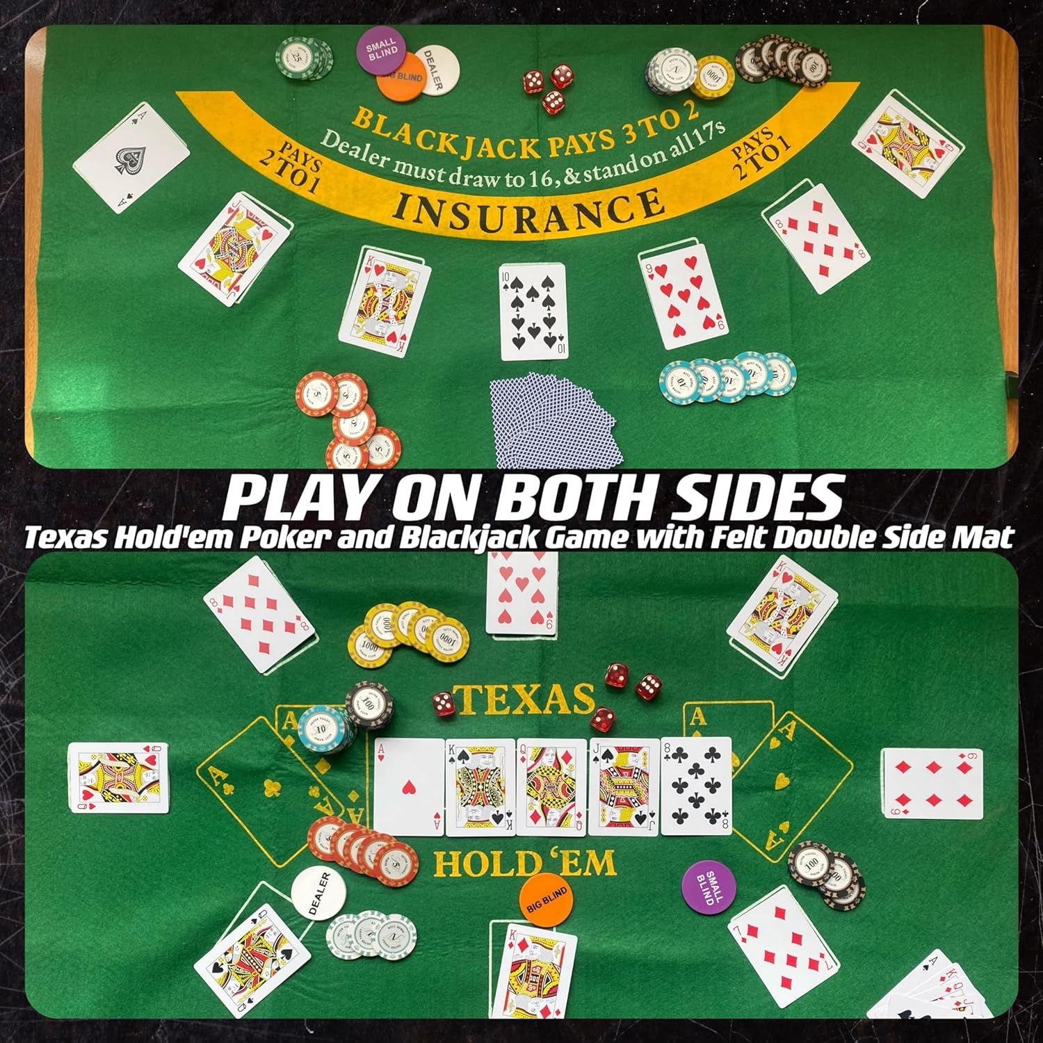Texas Holdem Poker Set 500 Piece with Aluminium Case Clay Chips Playing Cards Dice Dealer Buttons