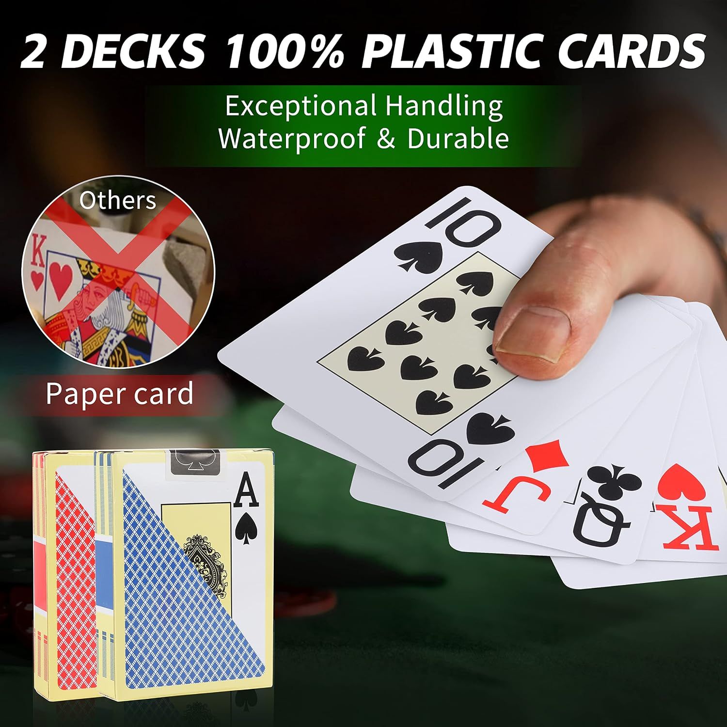 Texas Holdem Poker Set 500 Piece with Aluminium Case Clay Chips Playing Cards Dice Dealer Buttons