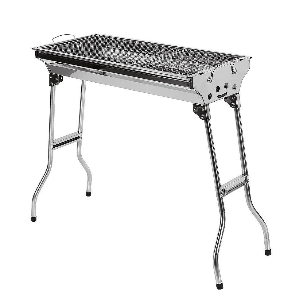 Portable Stainless Steel Charcoal BBQ Grill Foldable Camping Barbecue 73cm