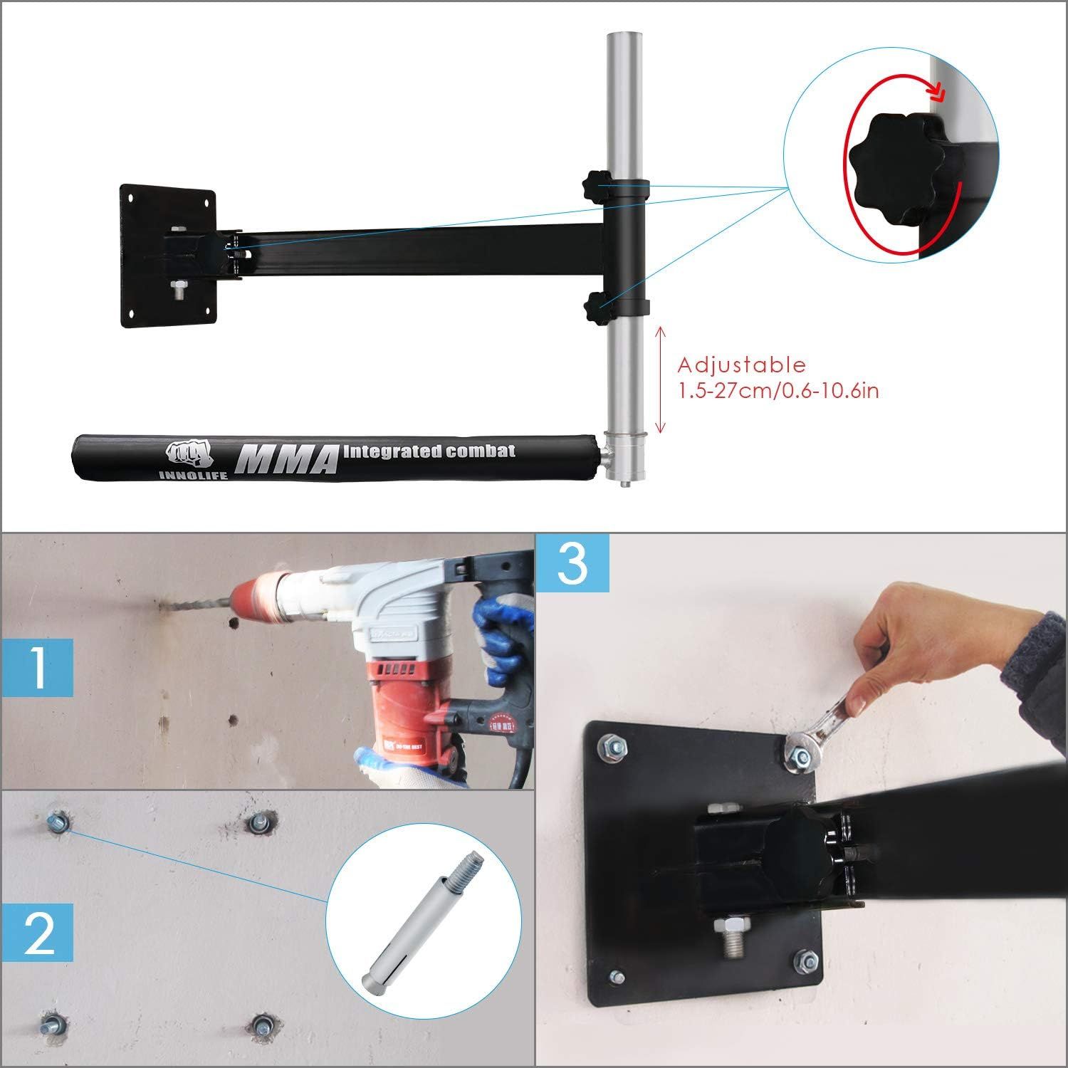 Wall Mount Boxing Speed Trainer, MMA Spinning Punch Bar