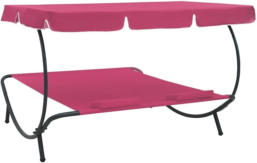 Pink Double Sun Lounger with Canopy