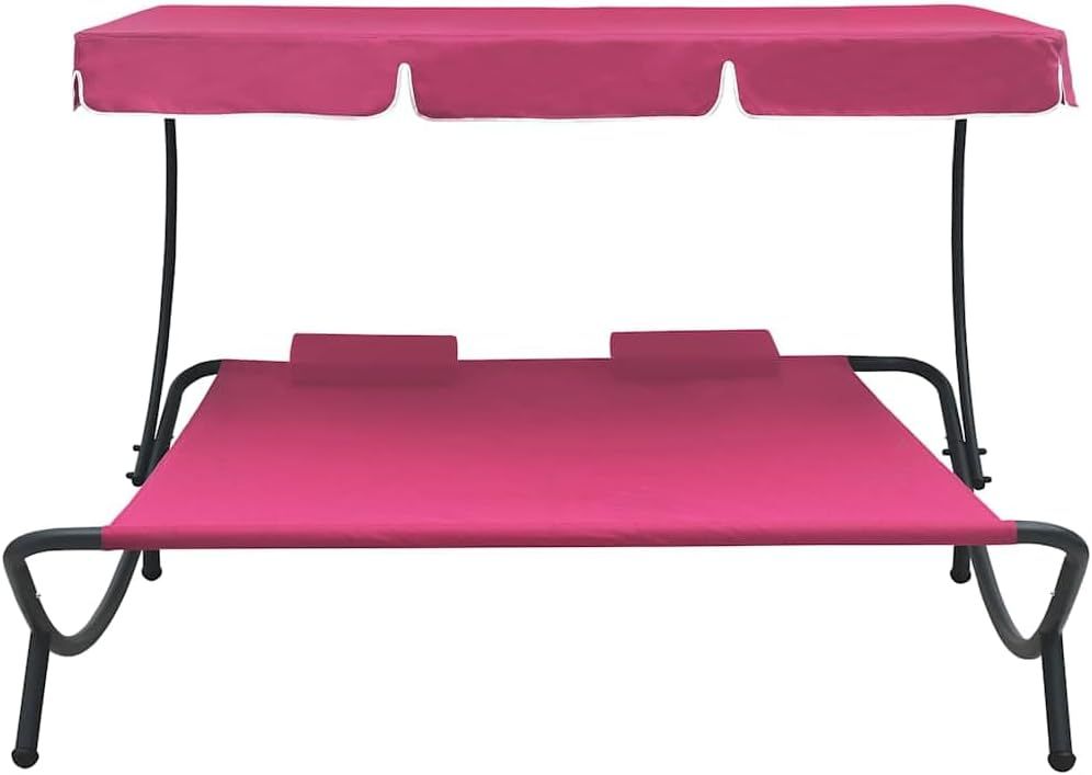 Pink Double Sun Lounger with Canopy