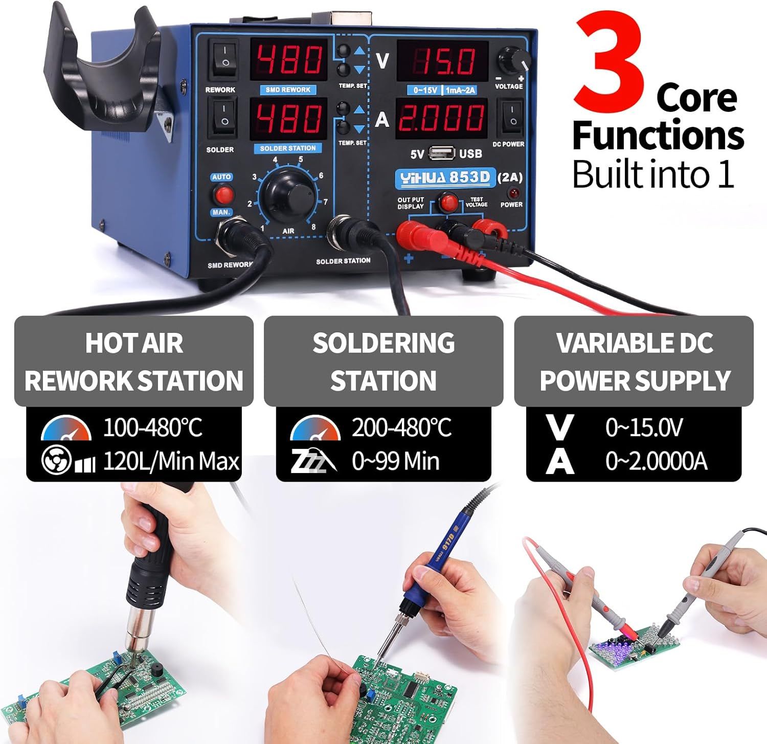 Soldering Station Hot Air Rework Repair Tool