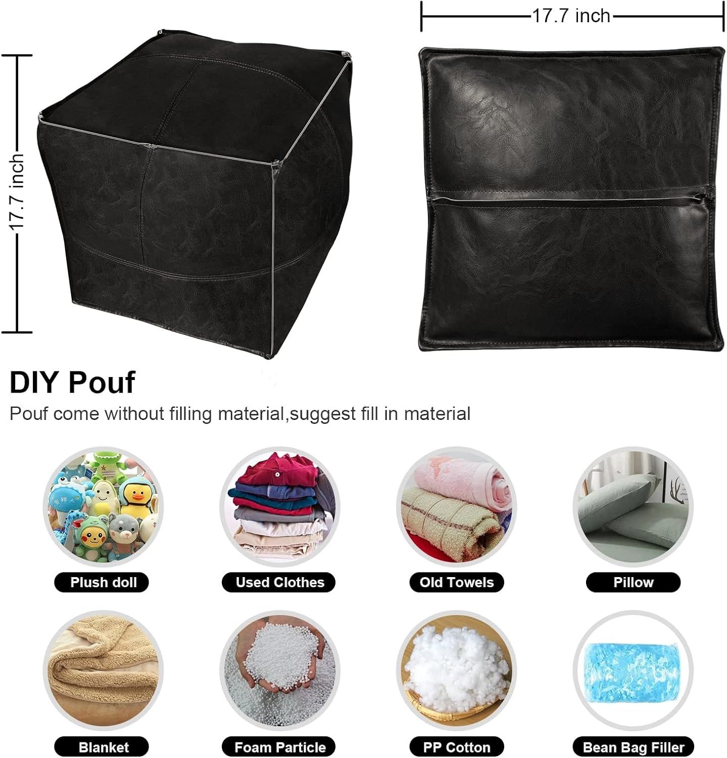 Square Storage Pouffe Ottoman Waterproof Footstool