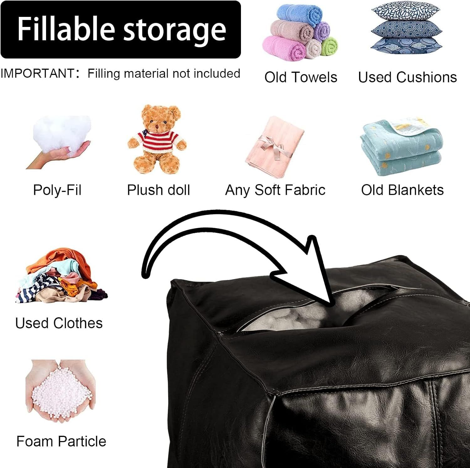 Square Storage Pouffe Ottoman Waterproof Footstool