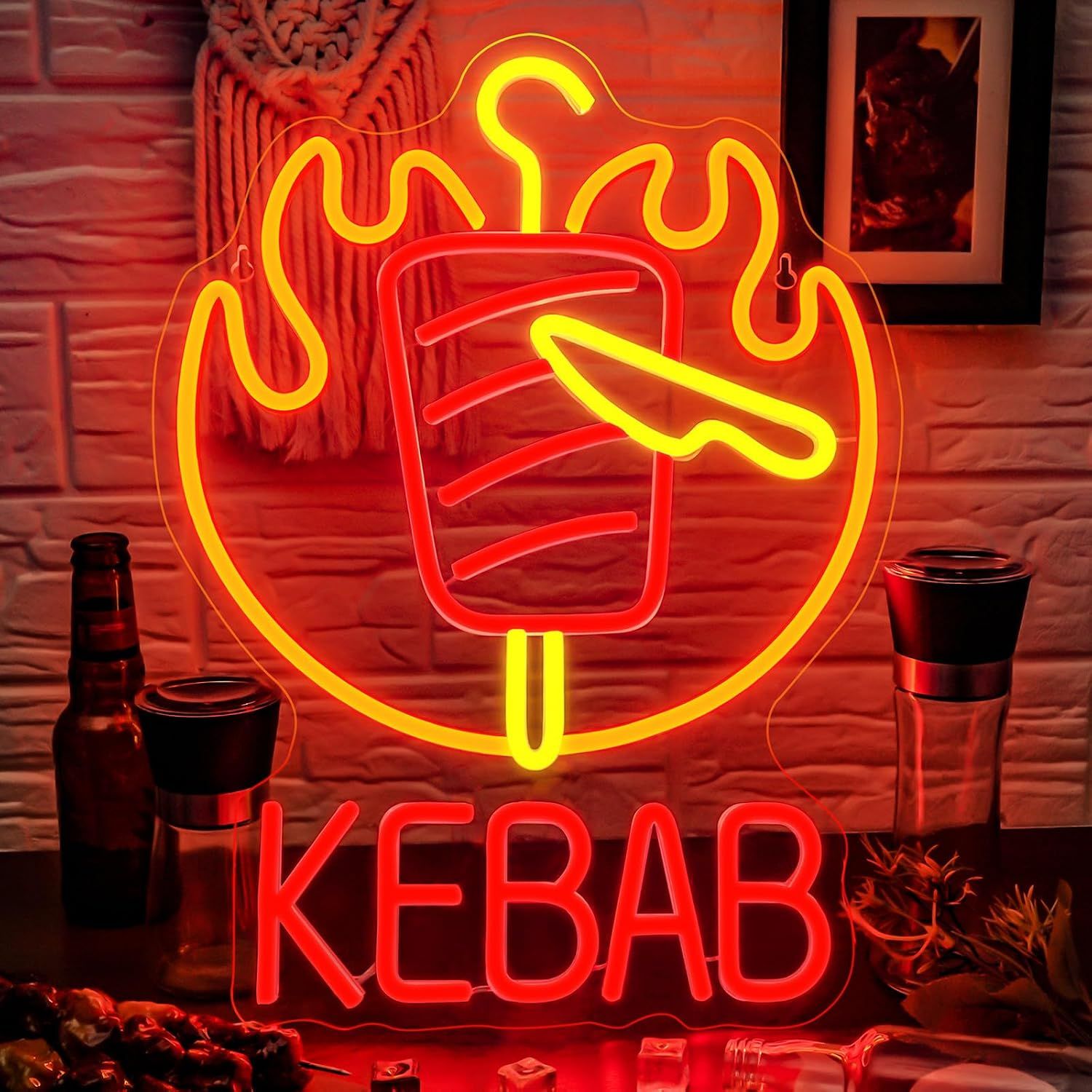 Kebab Neon Sign LED Wall Decor Restaurant Light