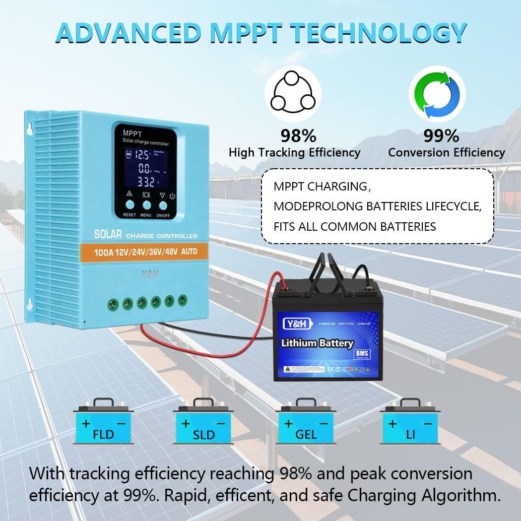 100A MPPT Solar Charge Controller 12V-48V
