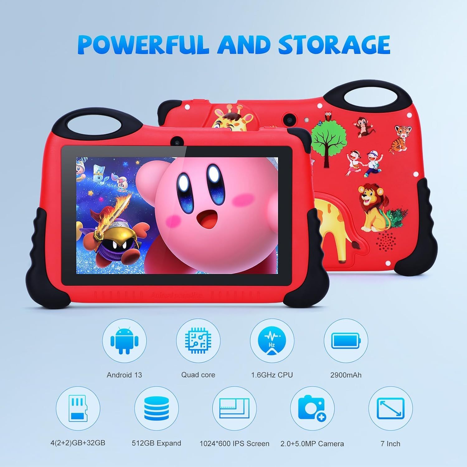 Android 13 Kids Tablet 7 Inch Toddler Tablet 4GB RAM 32GB ROM HD Screen with Parental Control