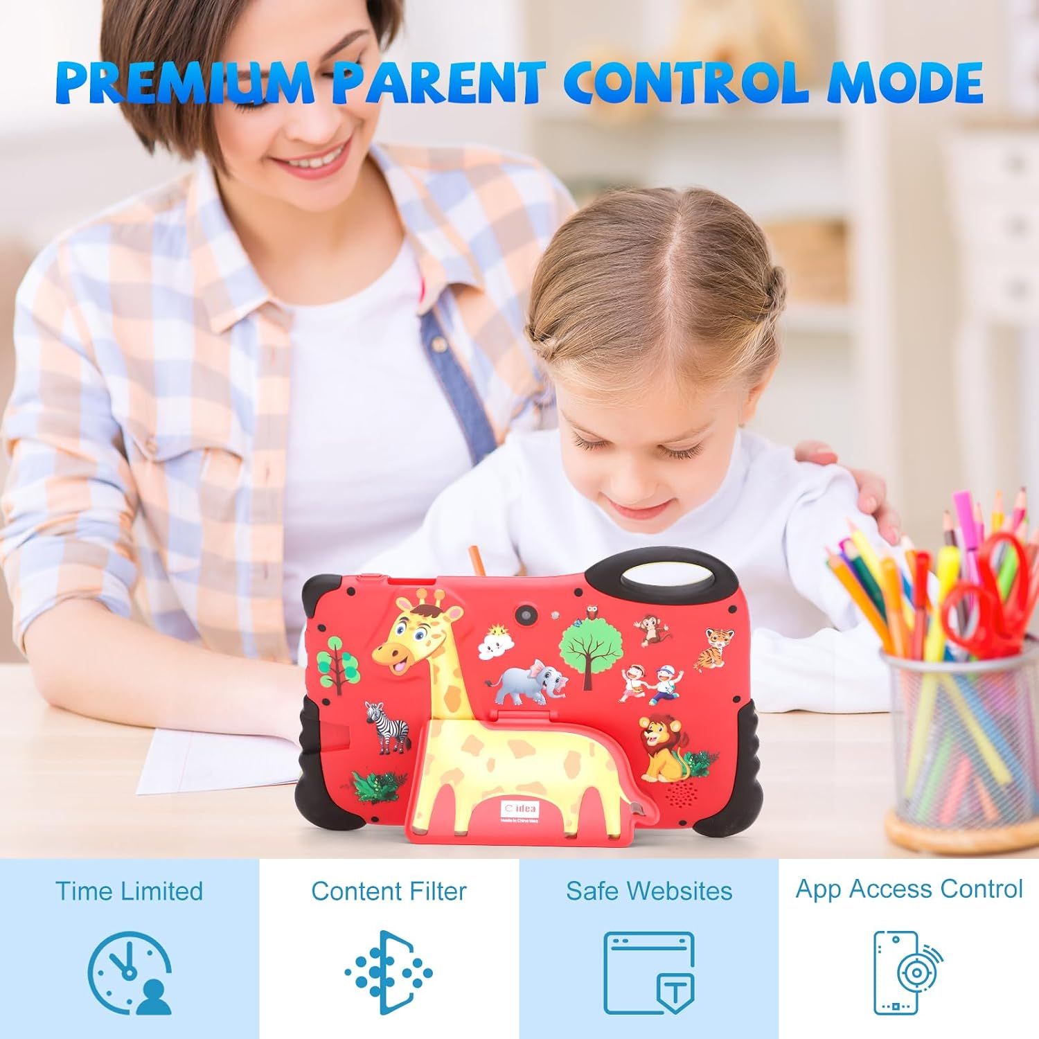 Android 13 Kids Tablet 7 Inch Toddler Tablet 4GB RAM 32GB ROM HD Screen with Parental Control