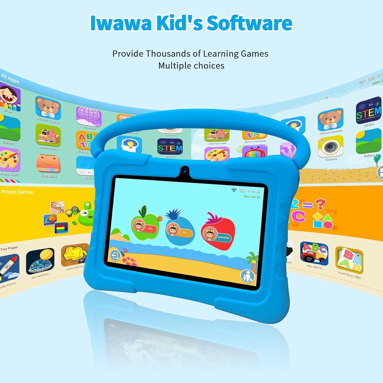 Kids Android 13 Tablet 7", 32GB ROM, Dual Camera, WiFi &amp; Parental Control – Blue