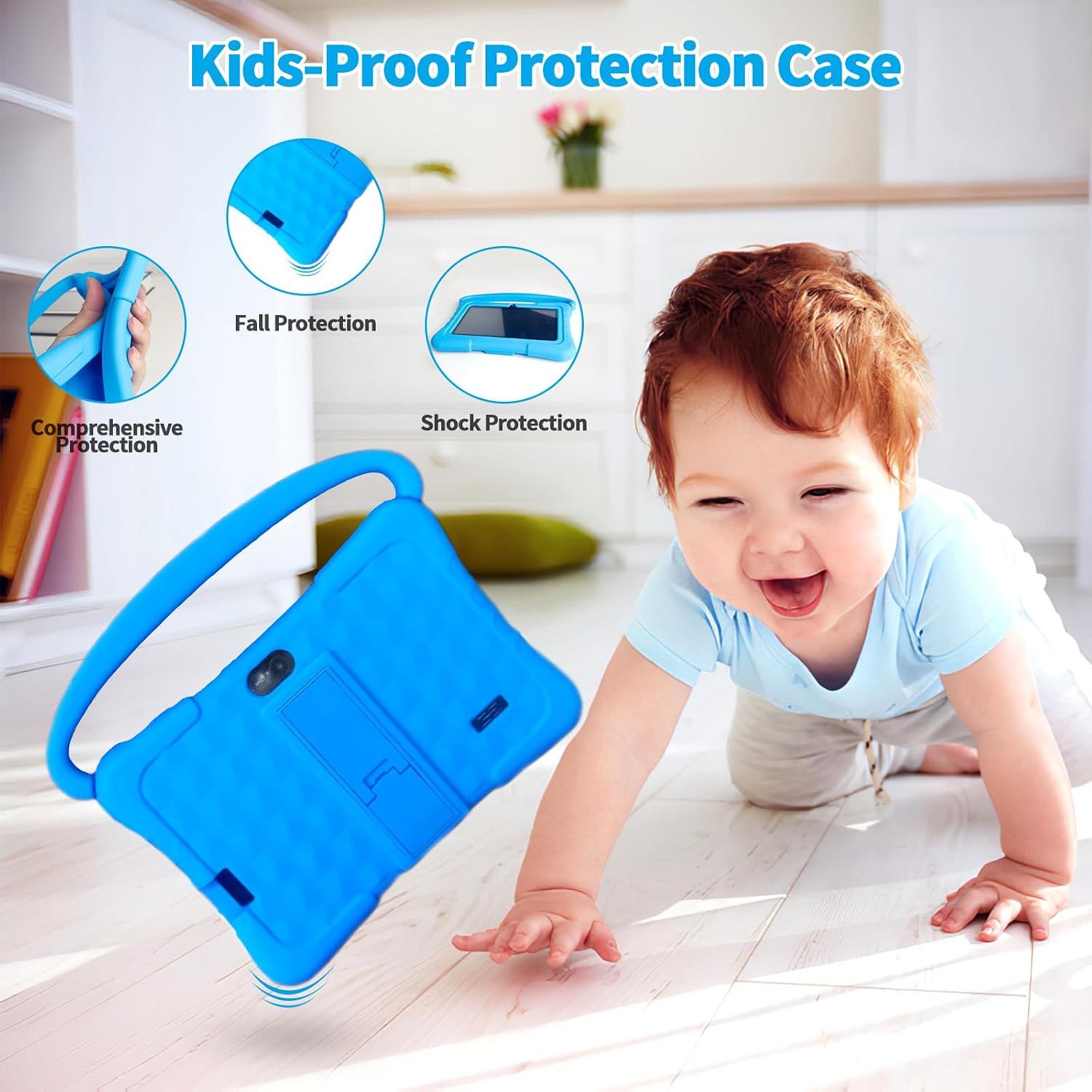 Kids Android 13 Tablet 7", 32GB ROM, Dual Camera, WiFi &amp; Parental Control – Blue
