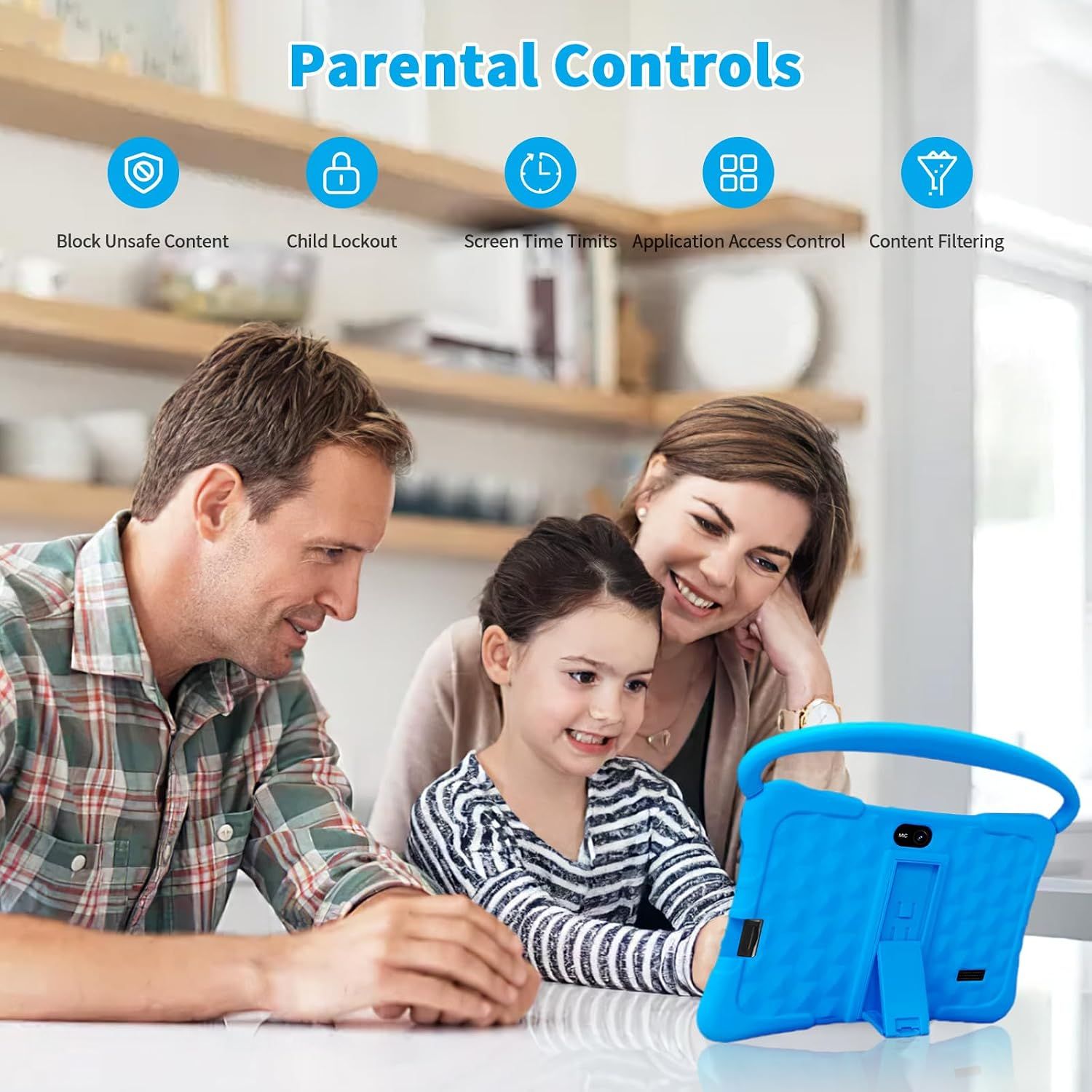 Kids Android 13 Tablet 7", 32GB ROM, Dual Camera, WiFi &amp; Parental Control – Blue